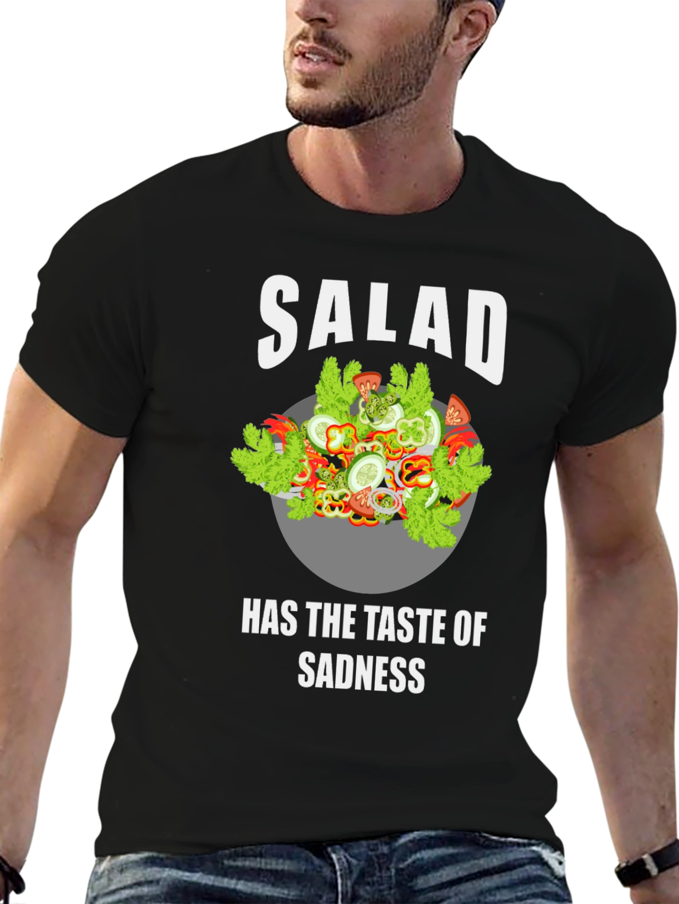 Black Salad Taste of Sadness Graphic T-Shirt - Funny Tee view 6