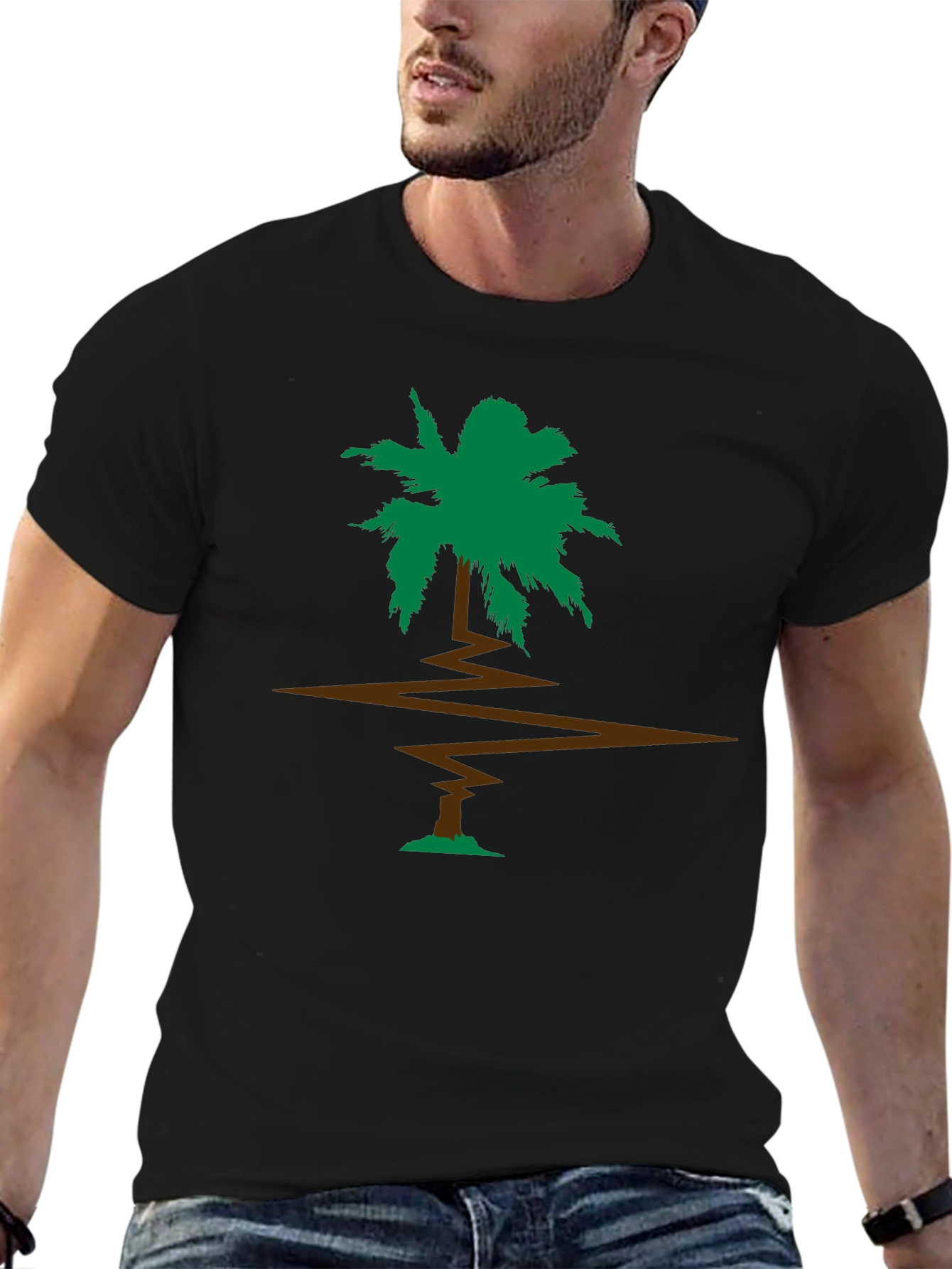 Black Palm Tree Graphic Tee - Black T-Shirt view 6