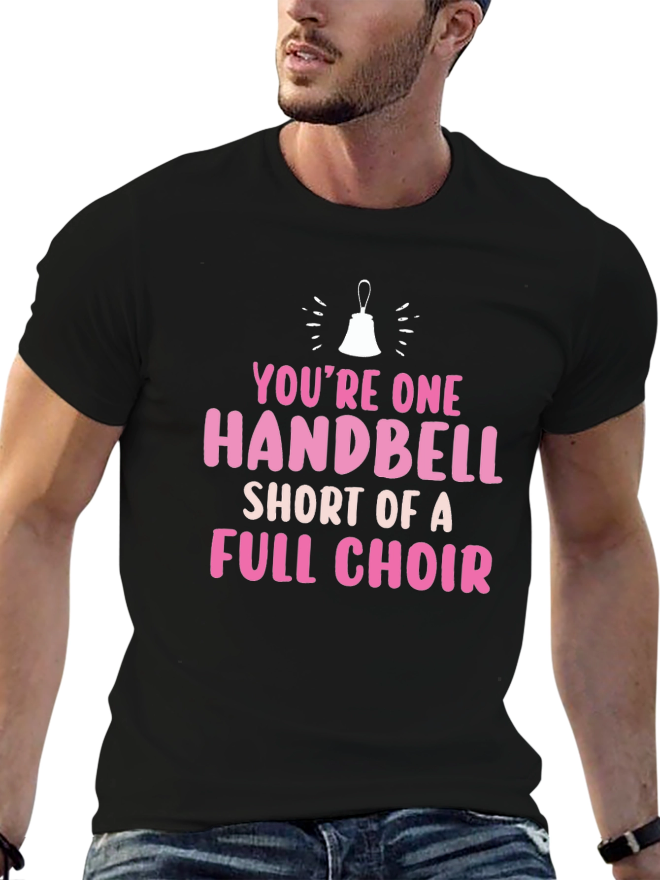 Black Handbell Choir T-Shirt - Funny Music Gift view 6