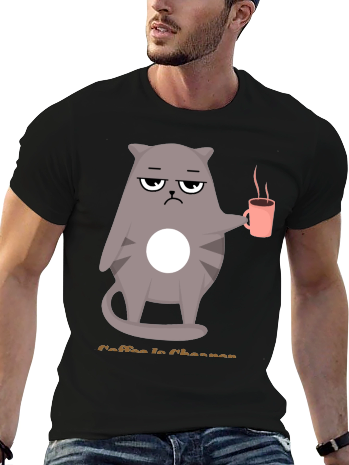 Black Coffee is Cheaper T-Shirt - Grumpy Cat Design view 6