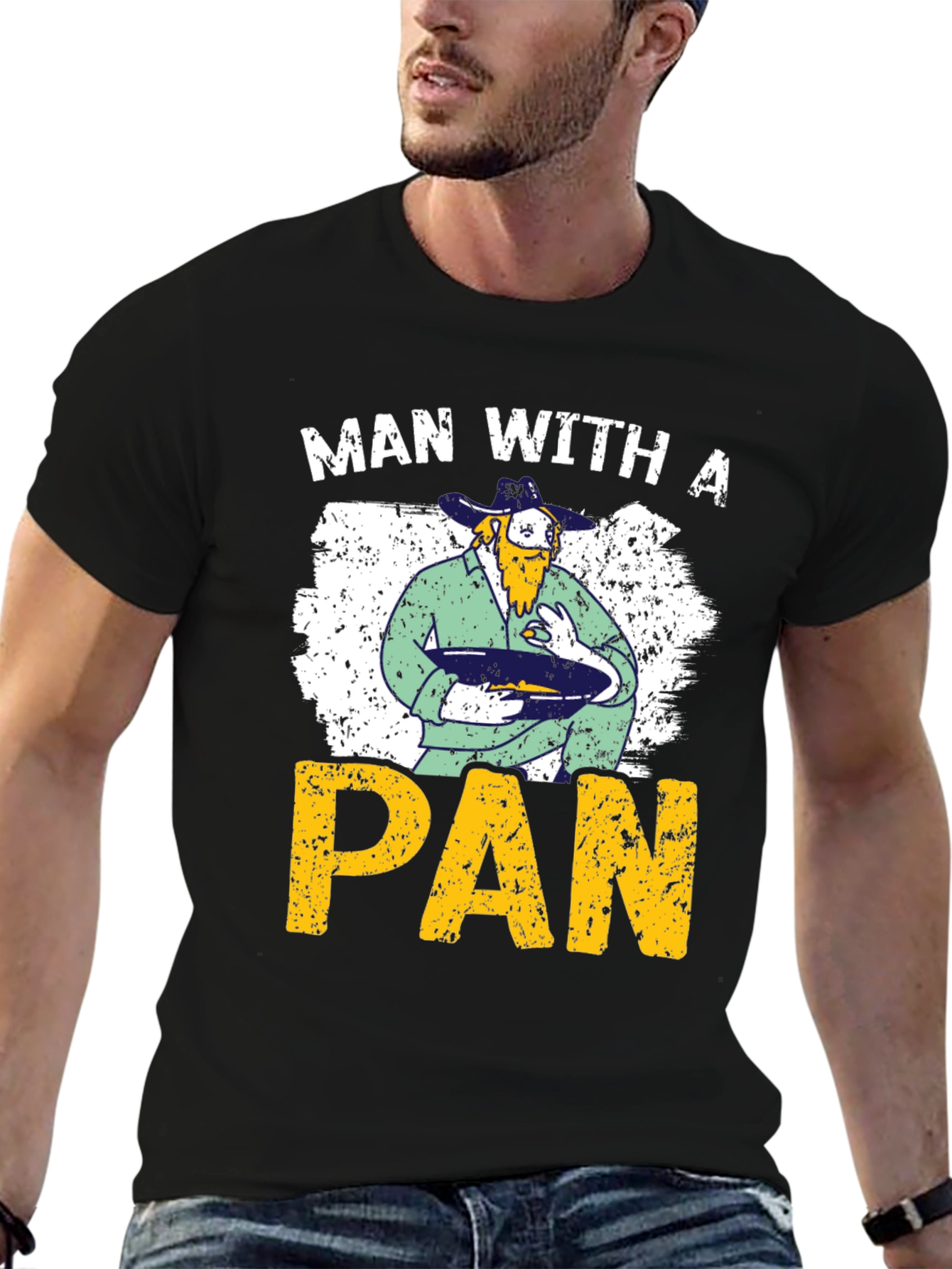 Black Man with a Pan Novelty T-Shirt view 6