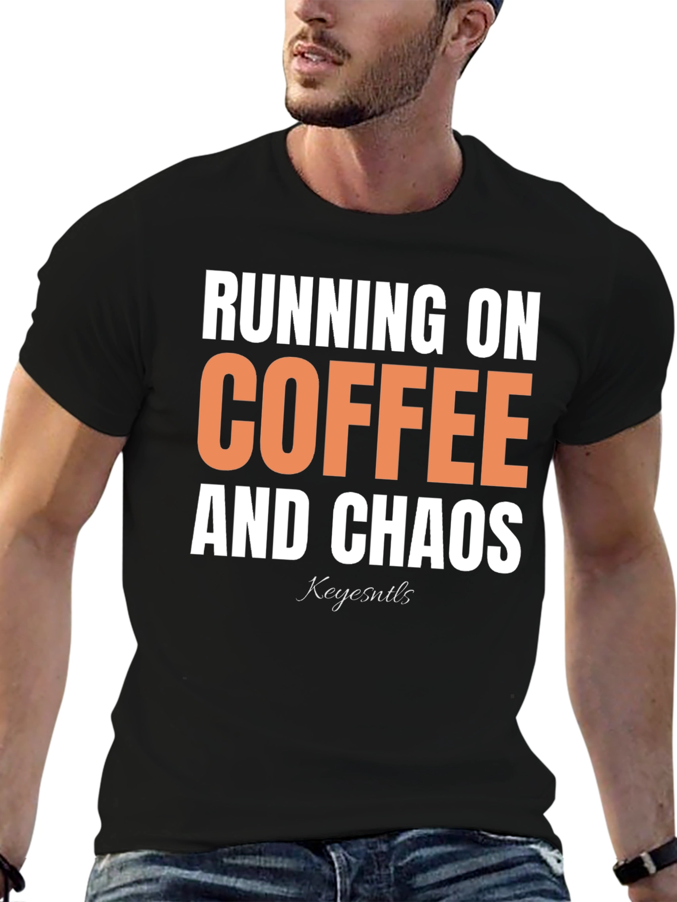 Black Running on Coffee and Chaos Graphic Tee view 6