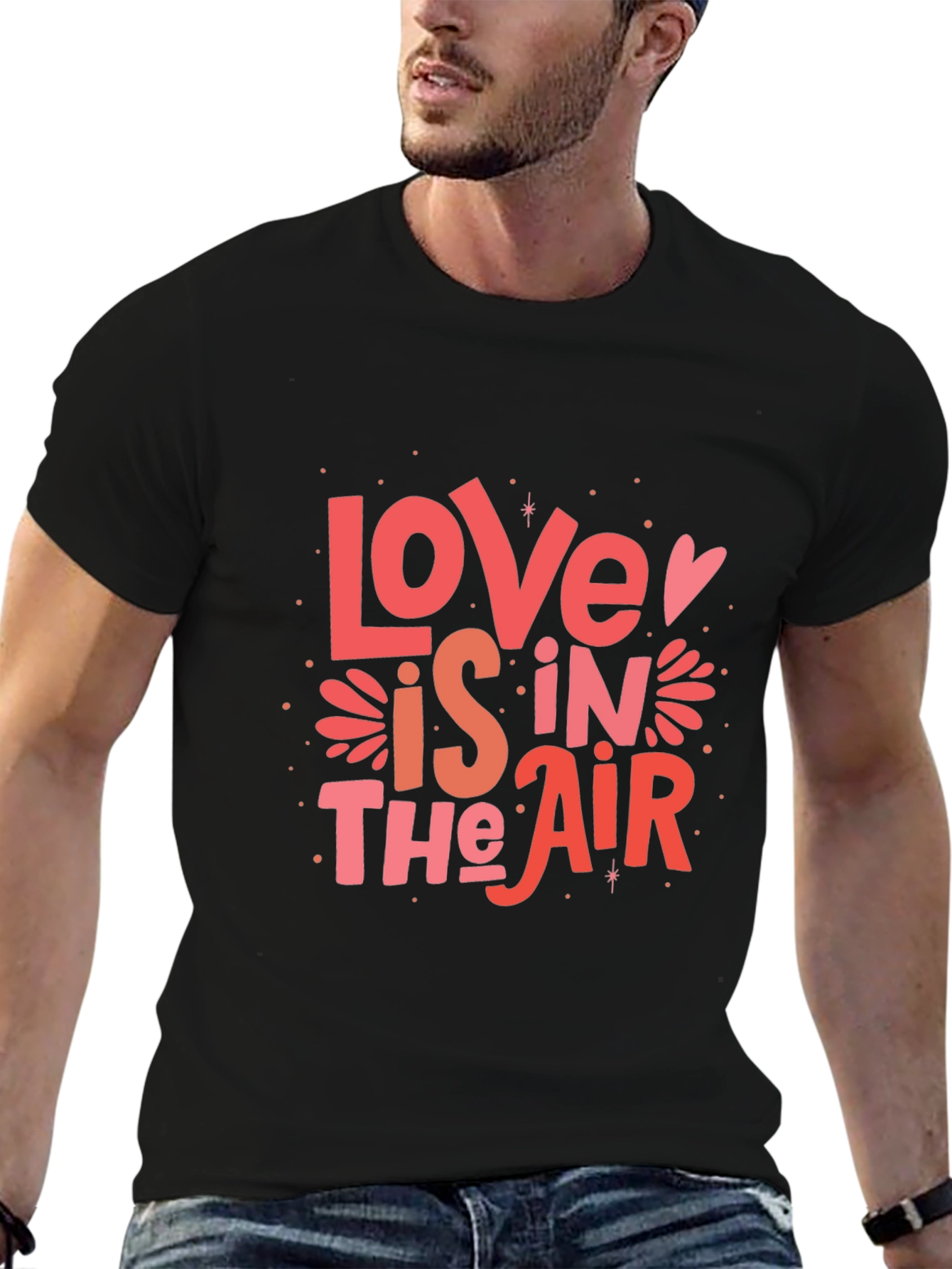 Black Love is in the Air Graphic Black T-Shirt view 6
