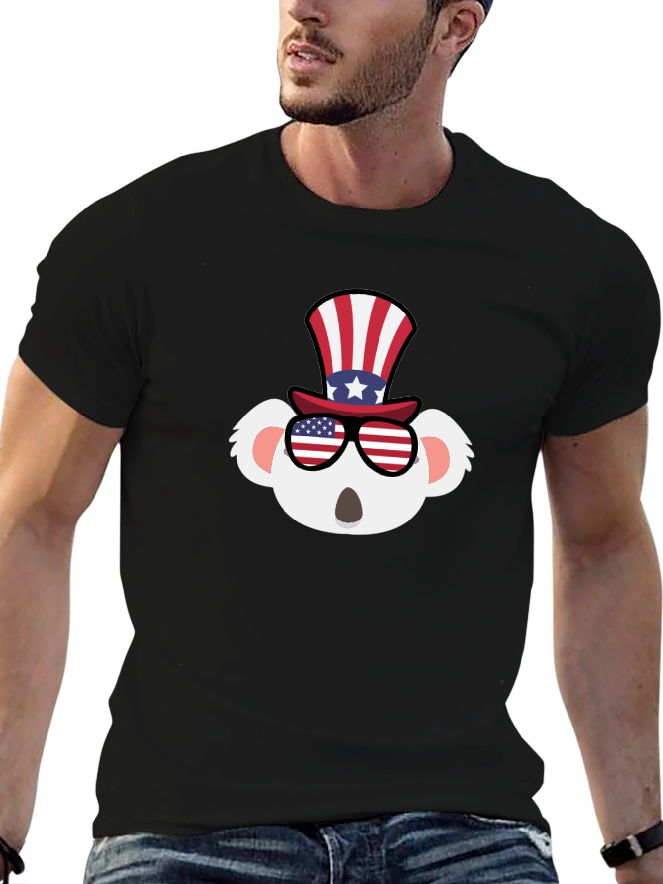 Black Patriotic Koala T-Shirt - USA Pride! view 6