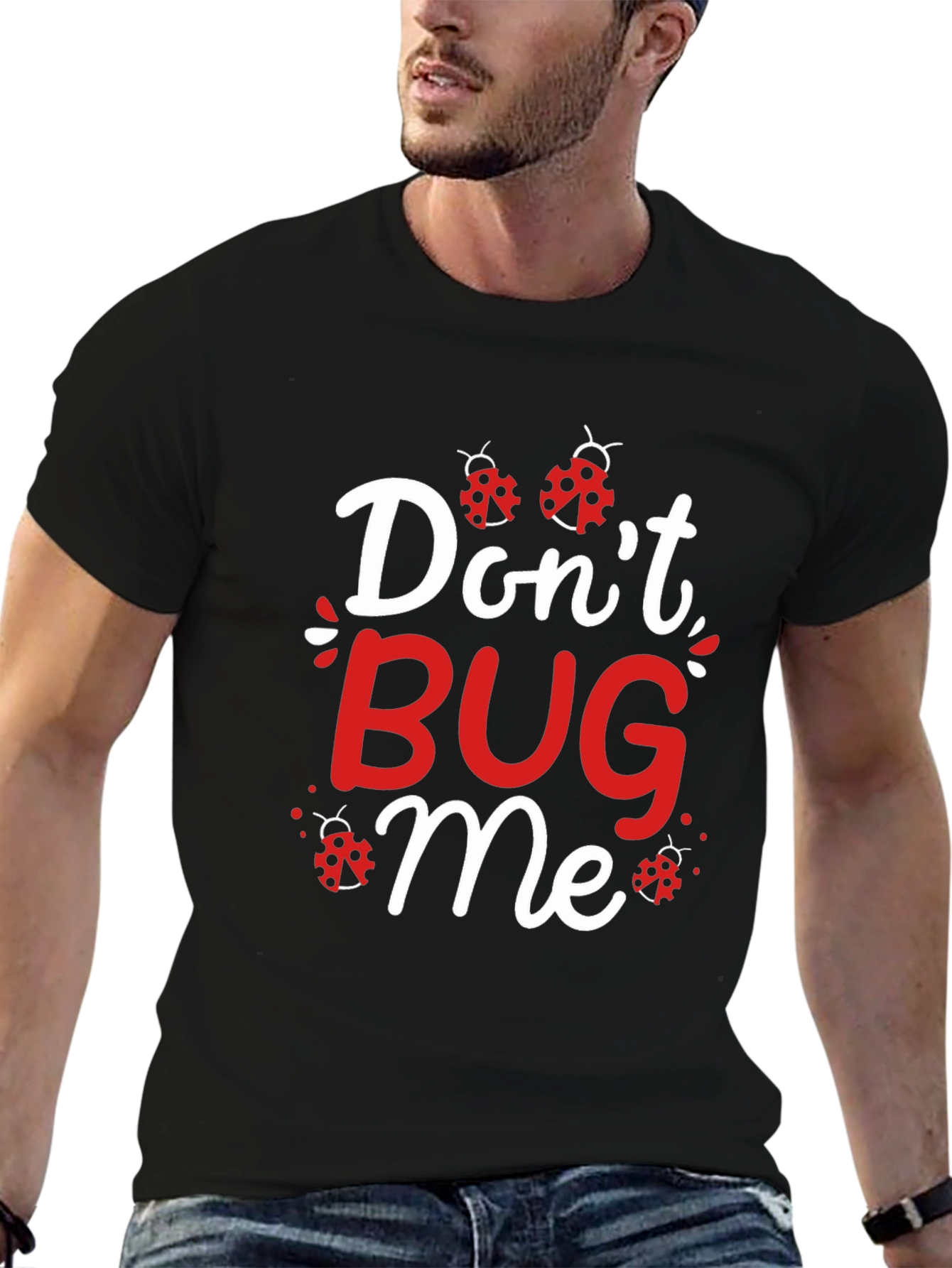 Black Don't Bug Me Ladybug Graphic T-Shirt view 6