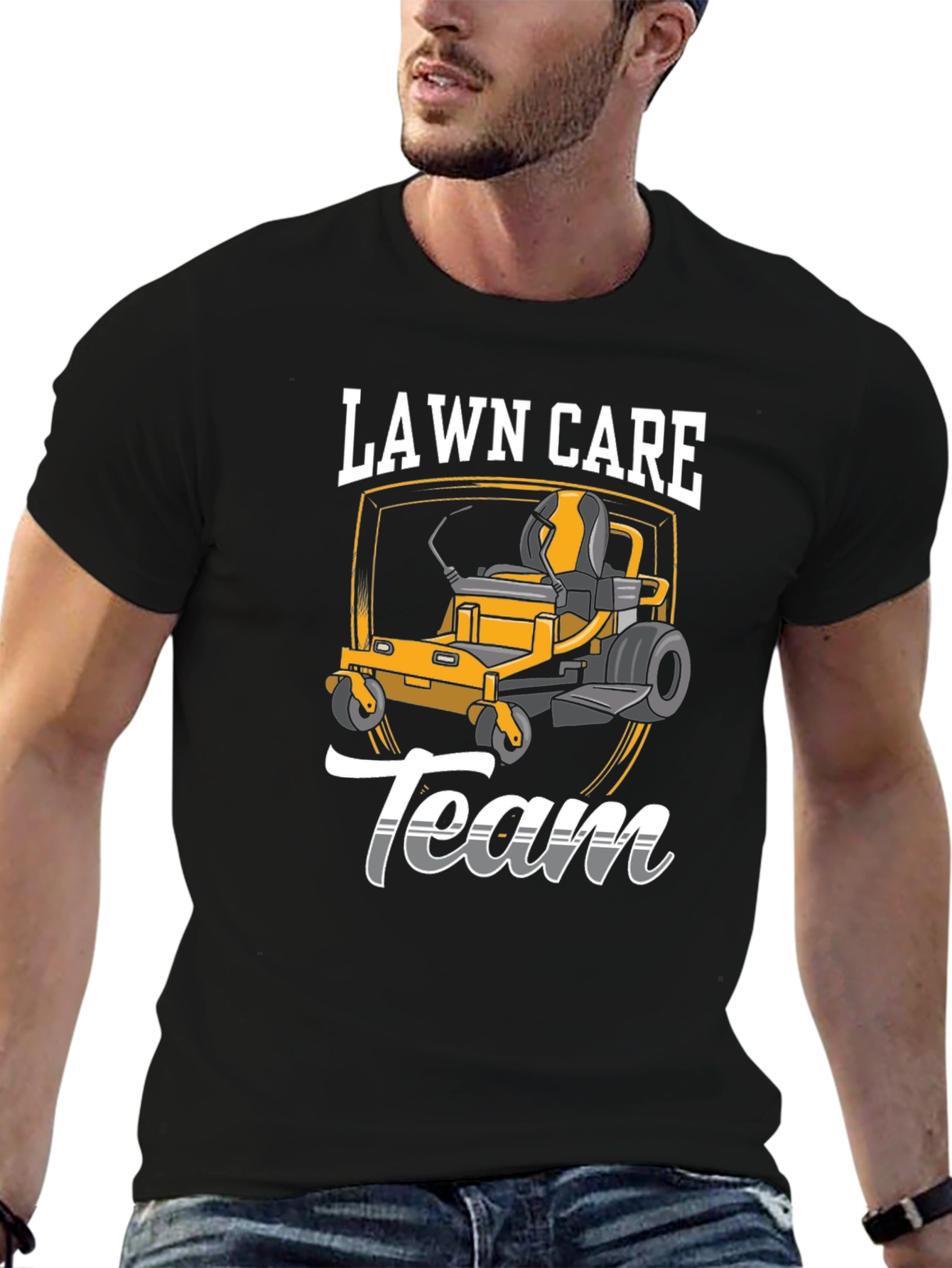 Black Lawn Care Team Graphic Tee - Black Cotton Blend T-Shirt view 6