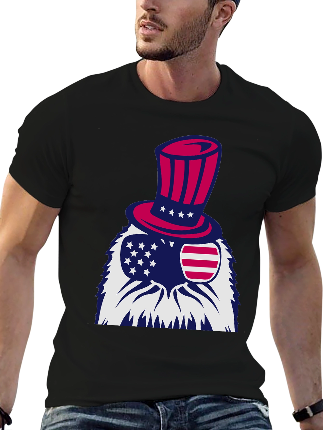 Black Patriotic Eagle T-Shirt - Stars and Stripes Design view 6