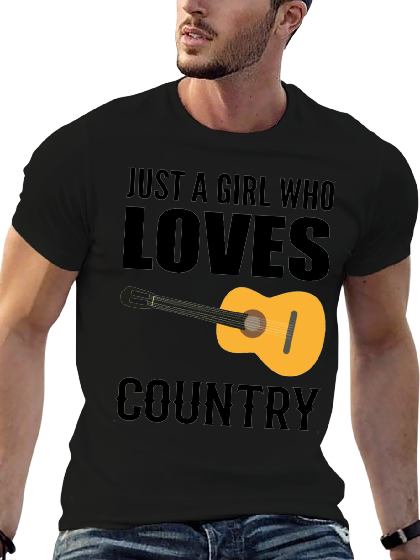 Black Country Music Guitar Graphic Tee view 6