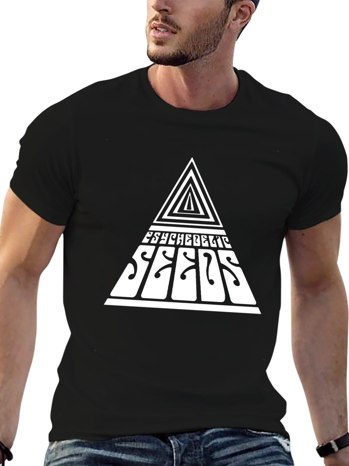 Black Psychedelic Seeds Graphic T-Shirt view 6