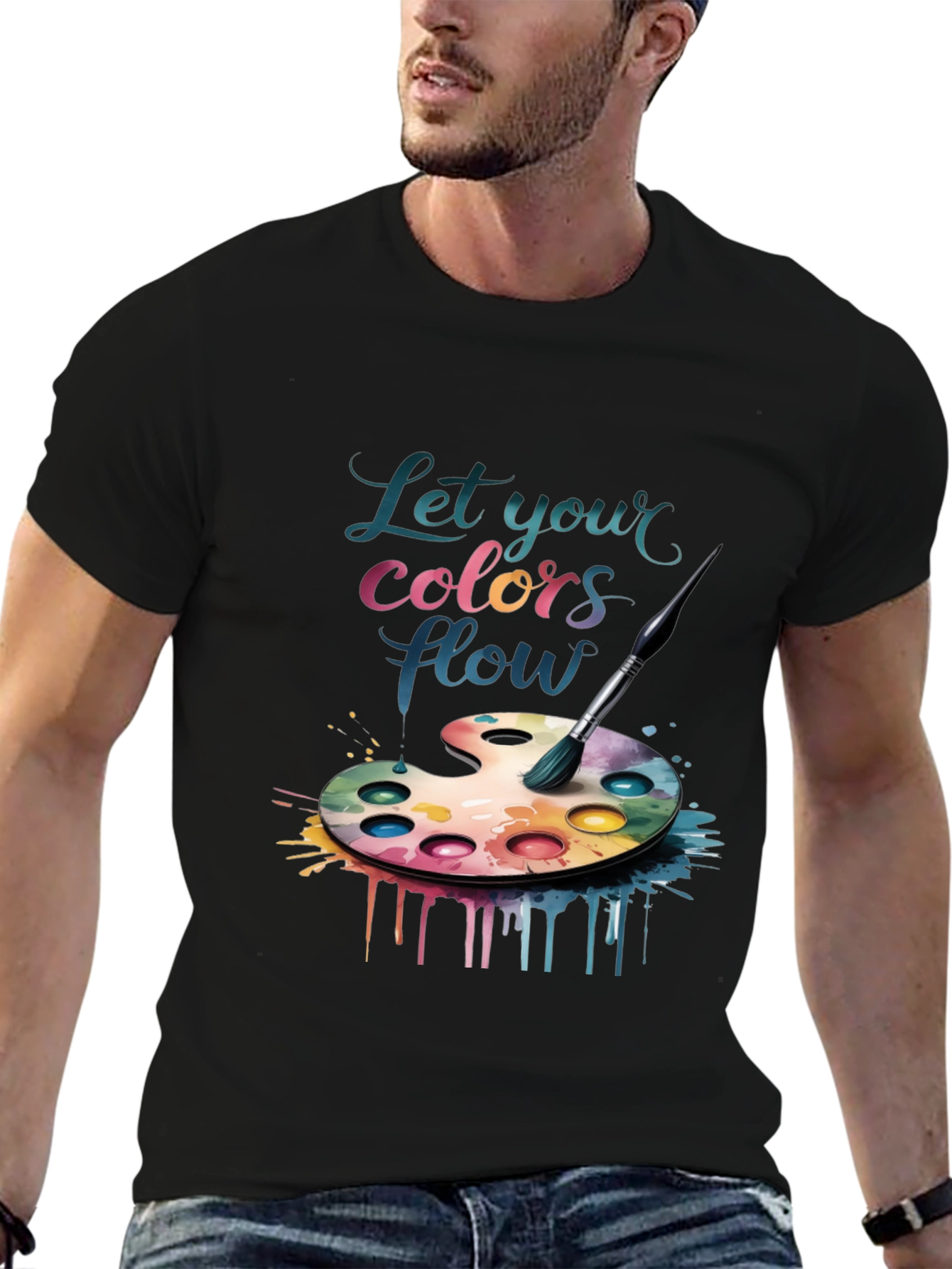 Black Artist Palette Tee - Let Your Colors Flow view 6
