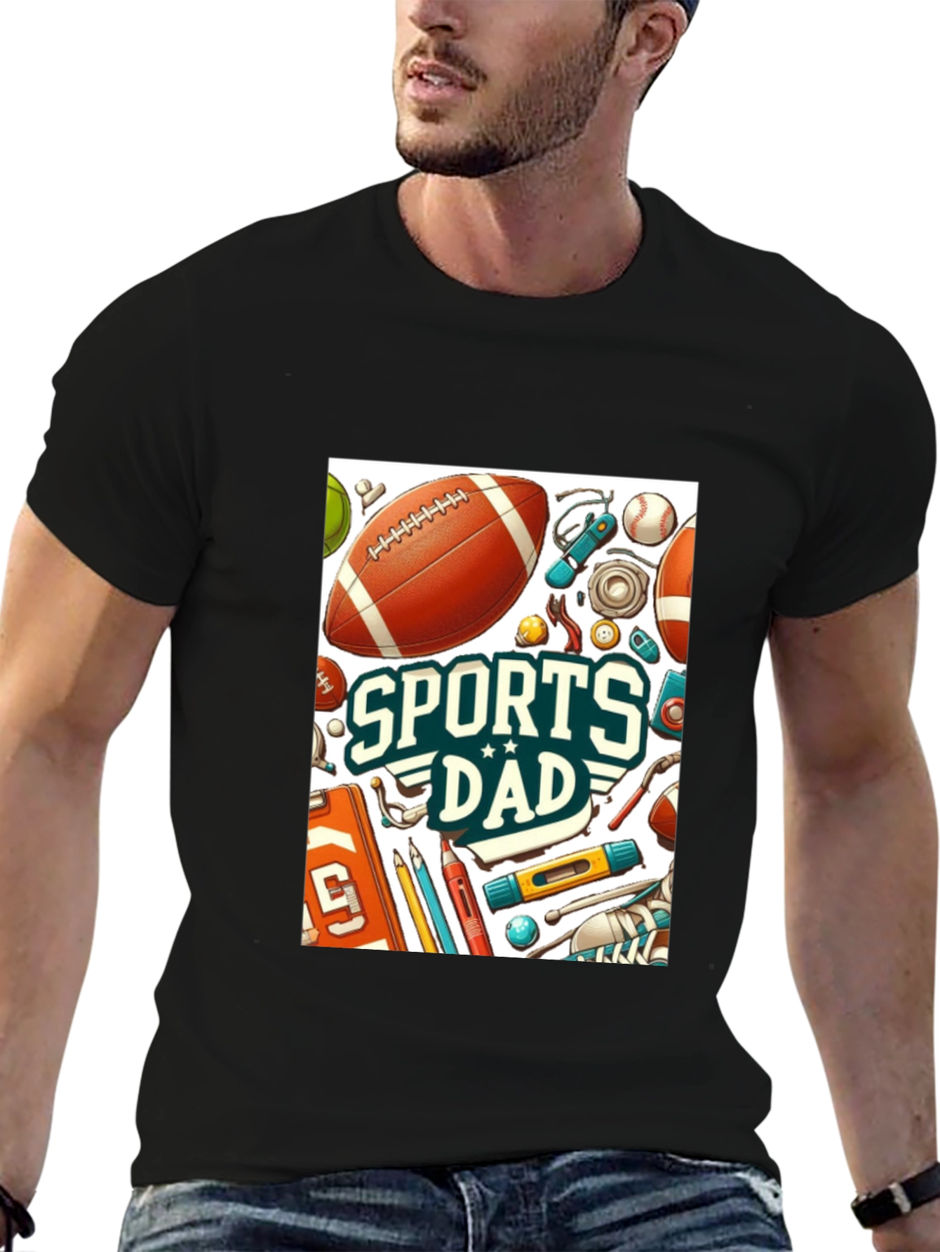 Black Sports Dad Graphic Tee - Perfect Gift for Sporty Dads! view 6