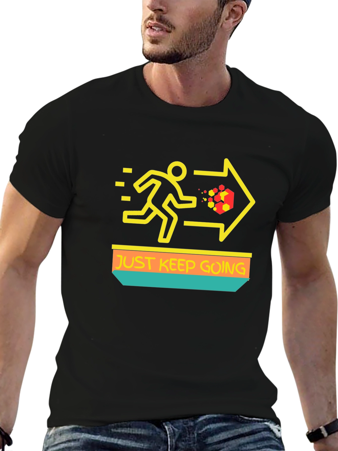 Black Just Keep Going T-Shirt - Motivational Graphic Tee view 6