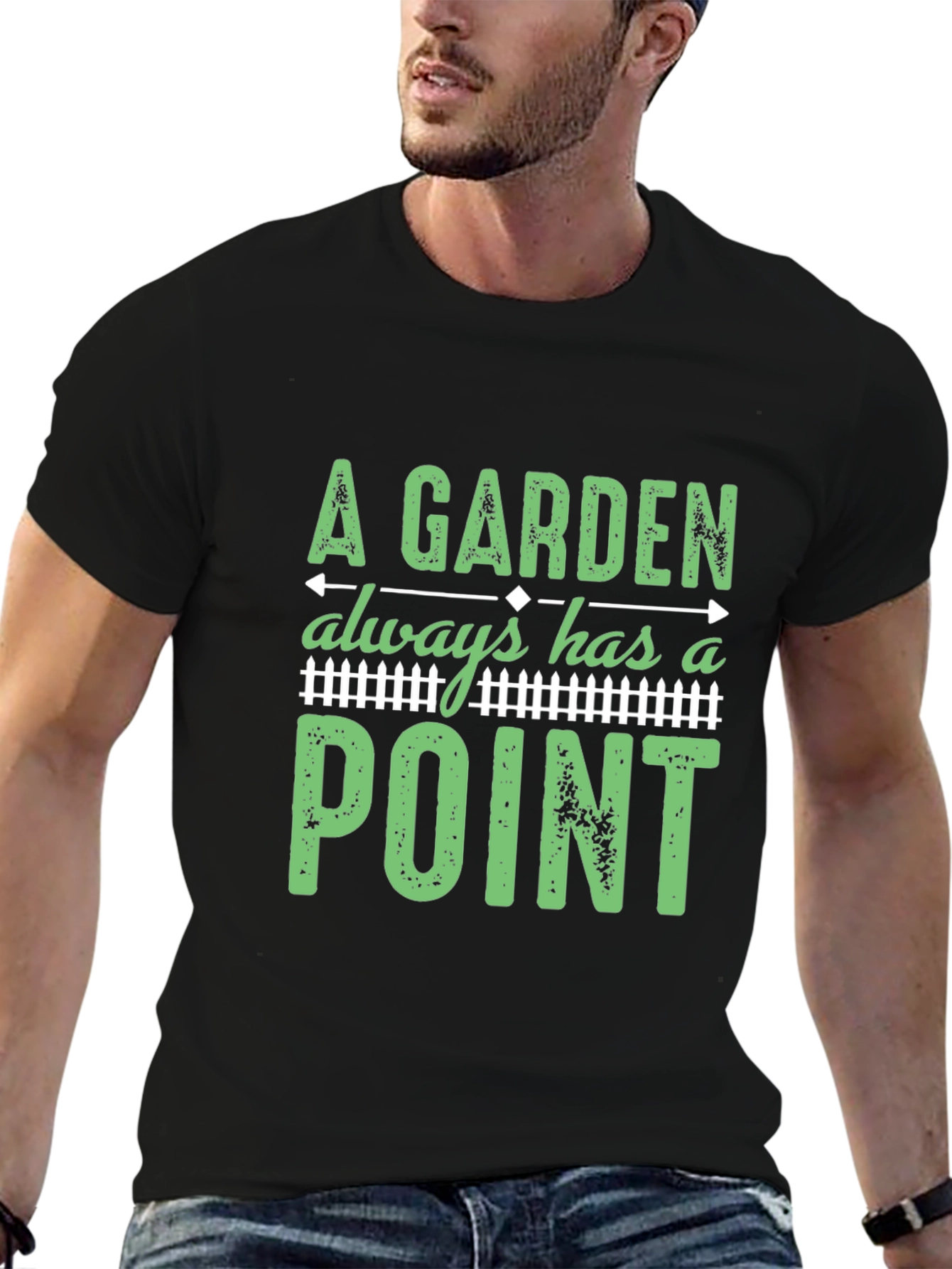 Black A Garden Always Has a Point T-Shirt view 6