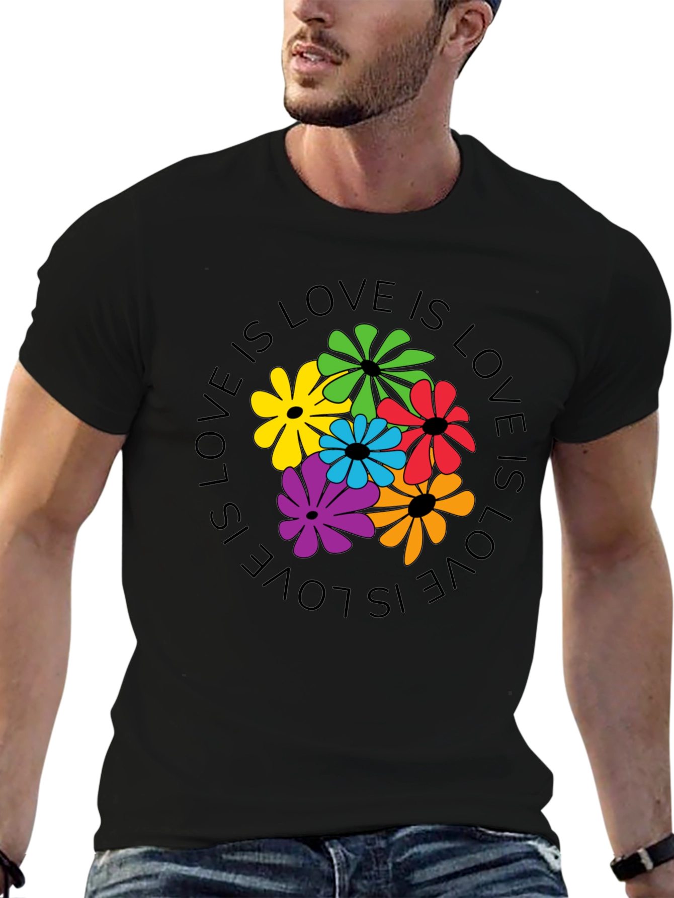 Black Love Is Love Floral Graphic Tee view 6