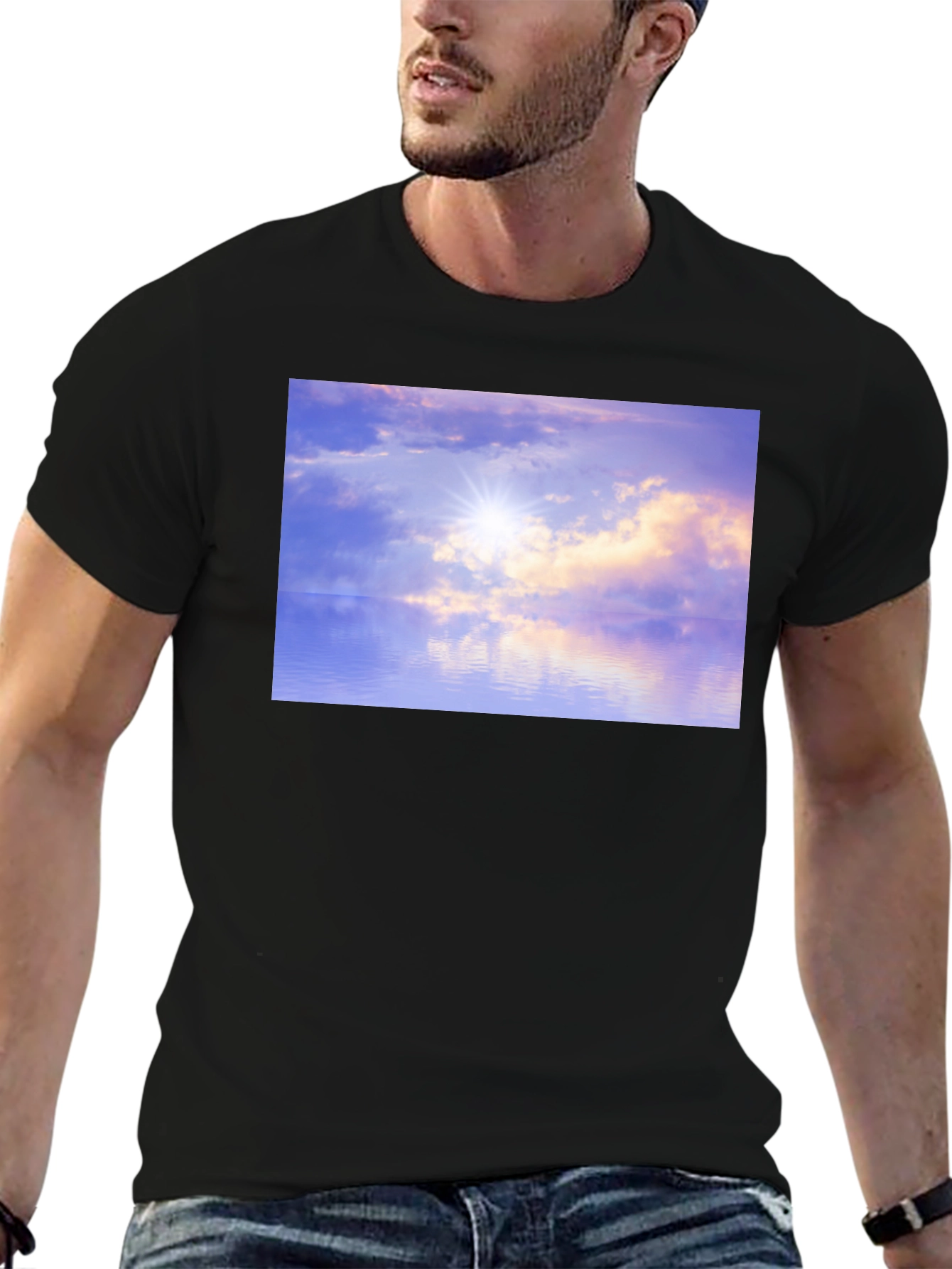 Black Sunset Reflections Graphic Tee - Soft Black Cotton view 6