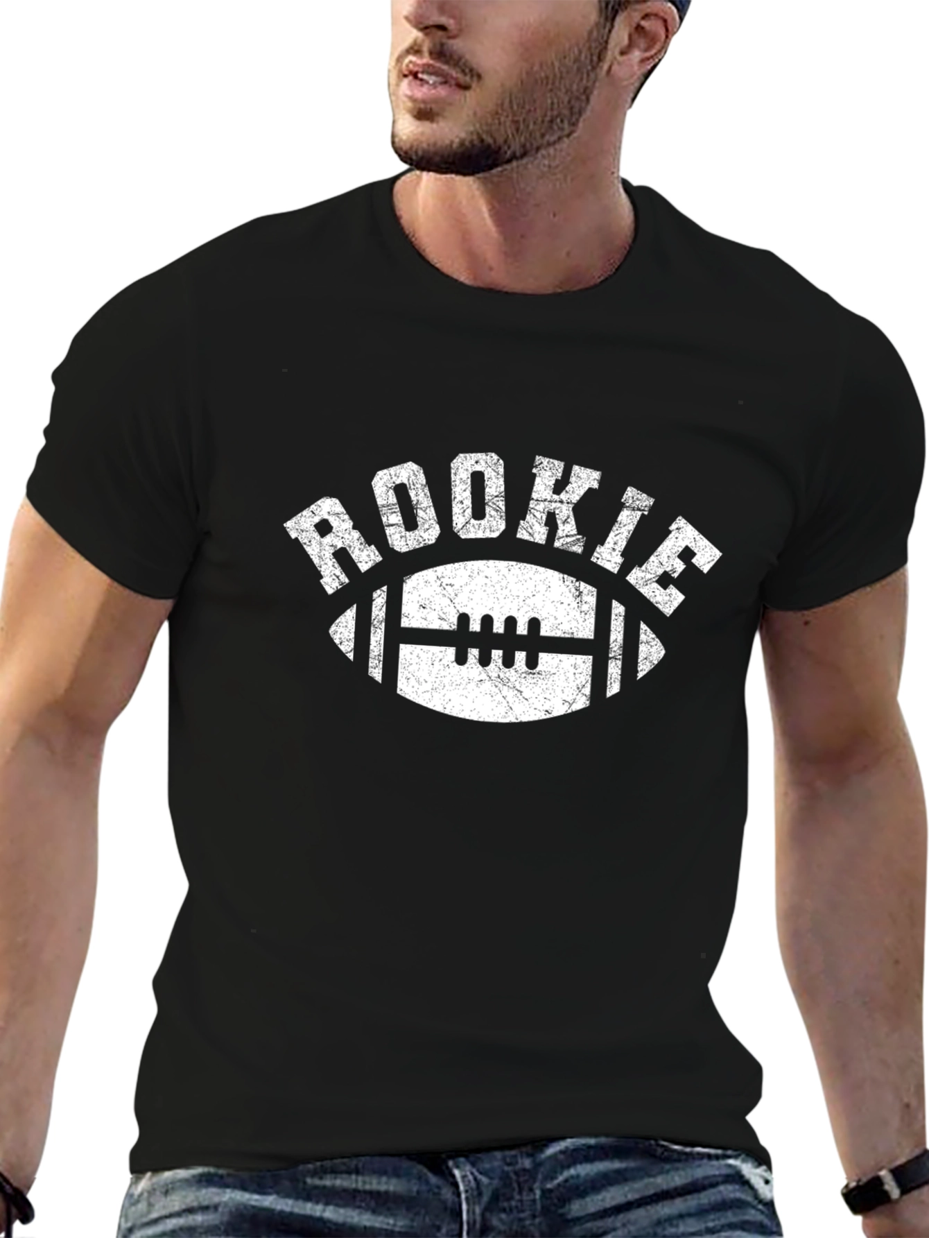 Black Rookie Football T-Shirt - Black view 6