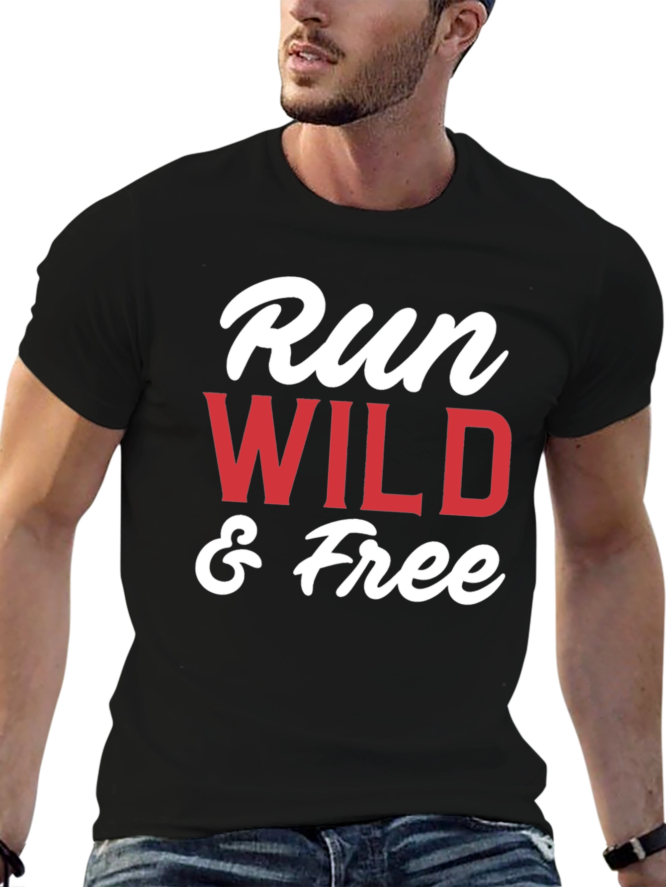 Black Run Wild & Free Graphic T-Shirt - Black view 6