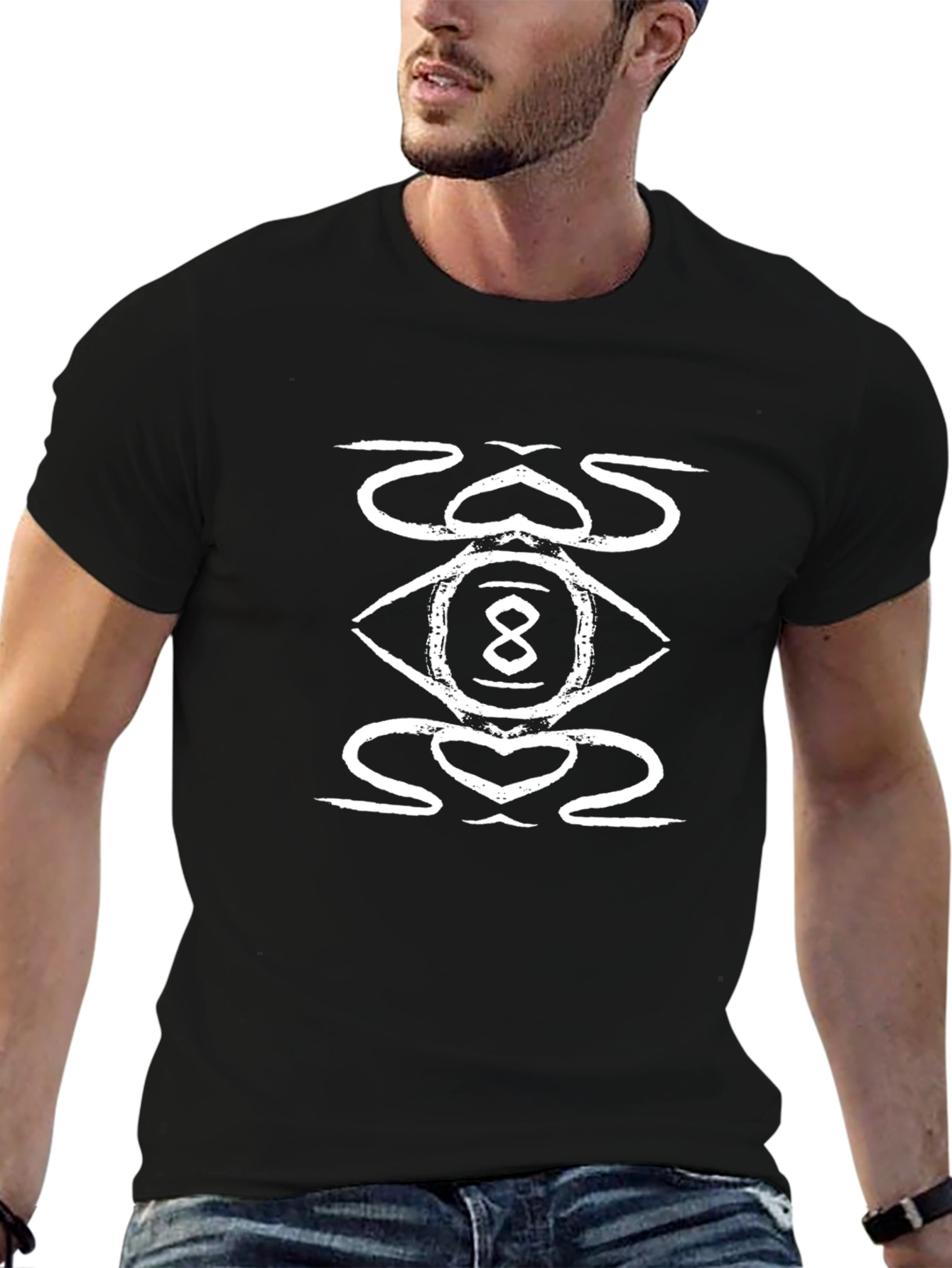 Black Eye of Eight Graphic Print Black T-Shirt view 6