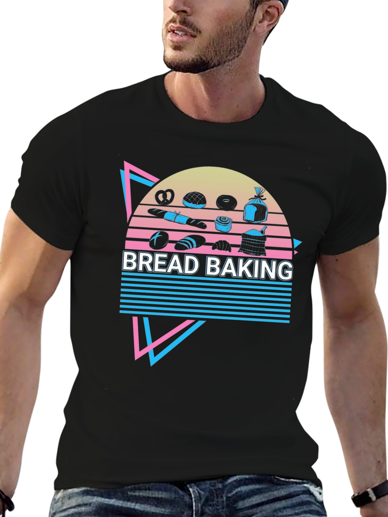 Black Retro Bread Baking Graphic Tee view 6