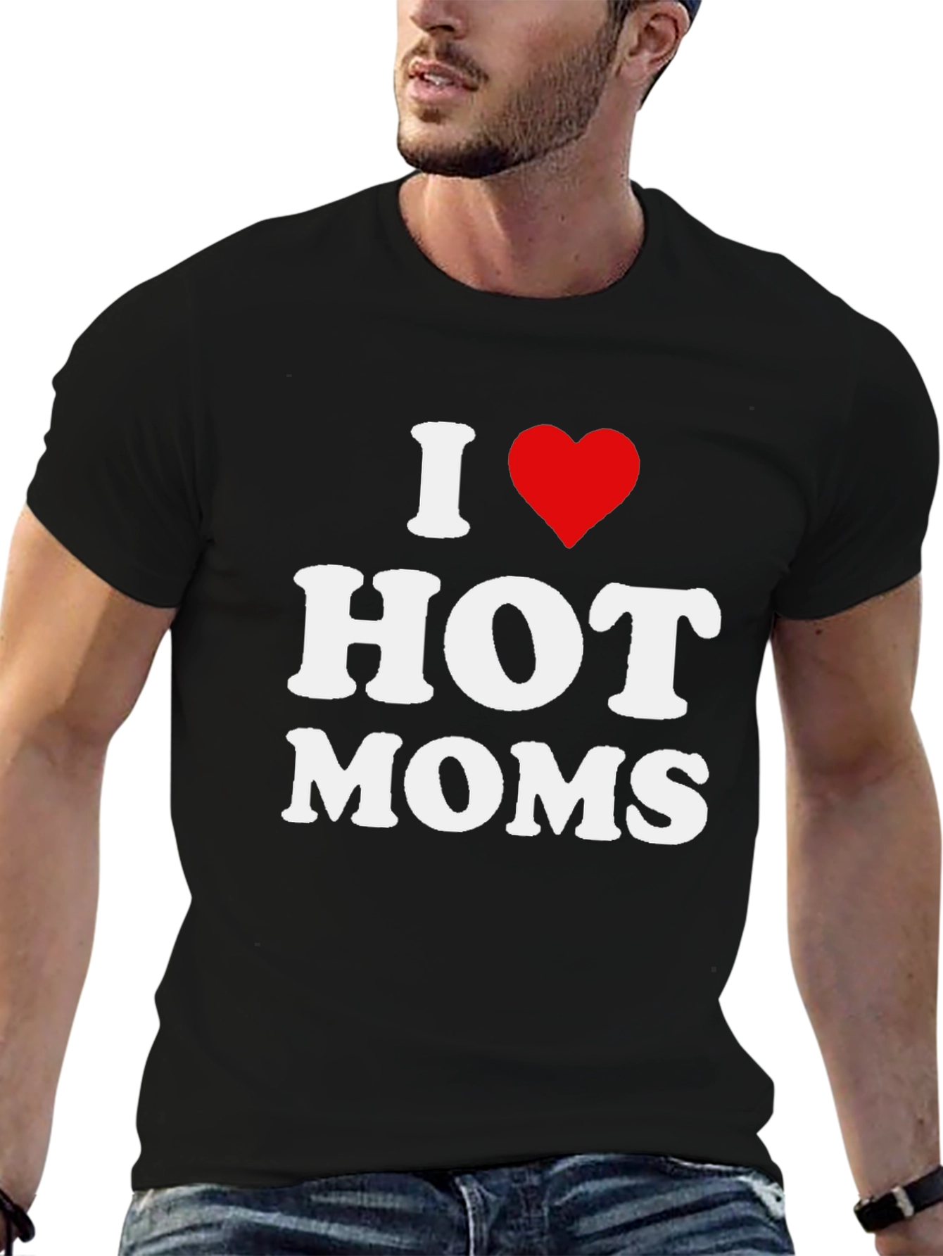 Black I Heart Hot Moms Black T-Shirt view 6
