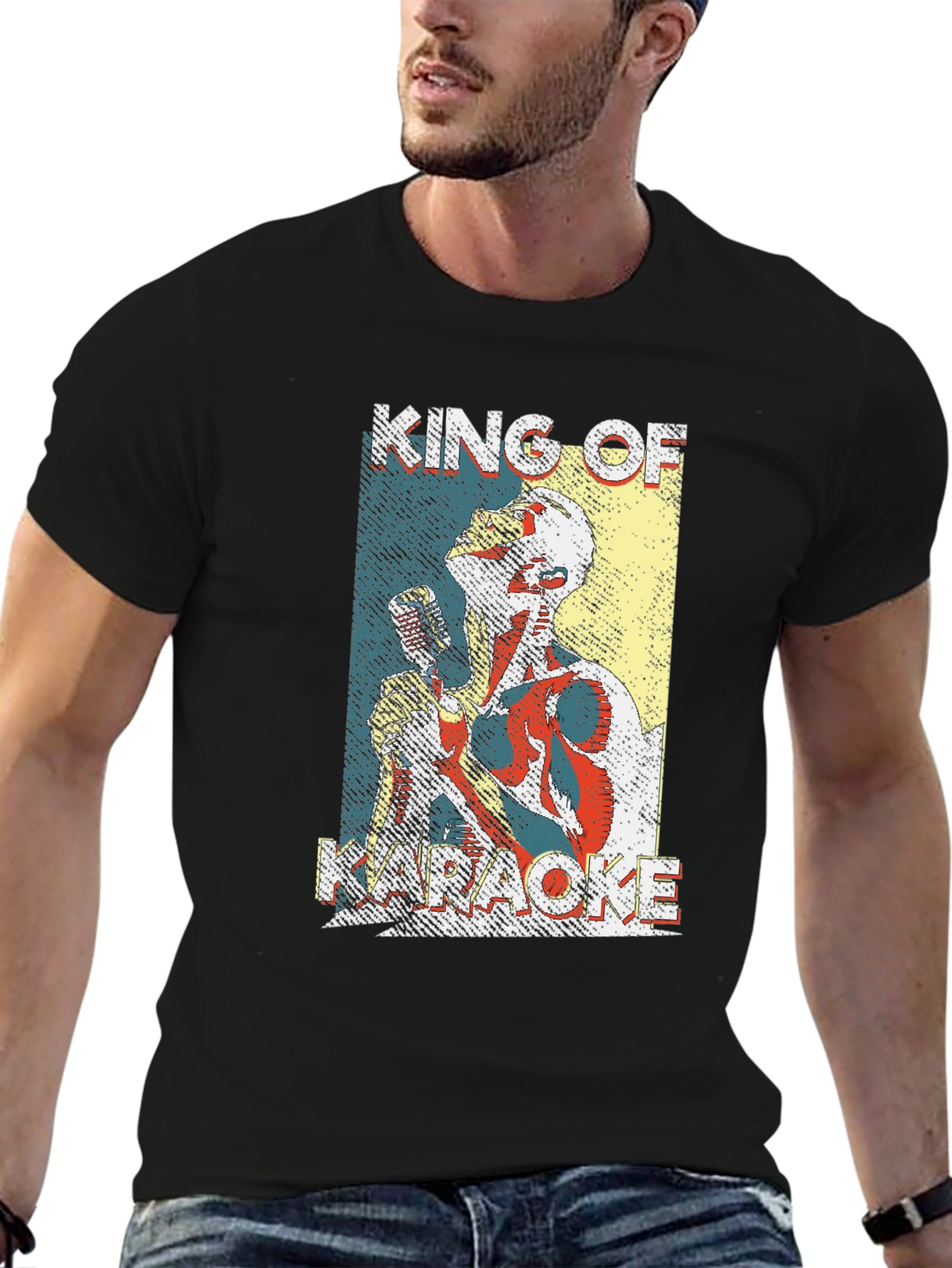 Black King of Karaoke Black T-Shirt view 6