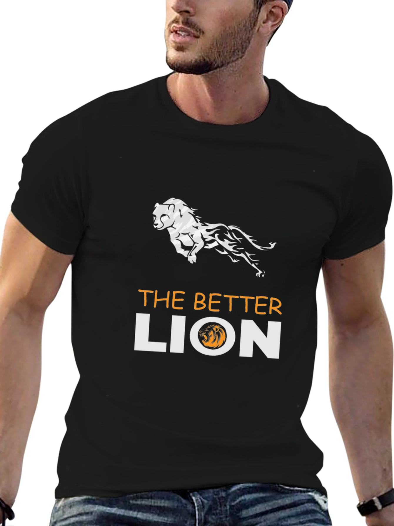 Black The Better Lion Graphic T-Shirt - Black view 6