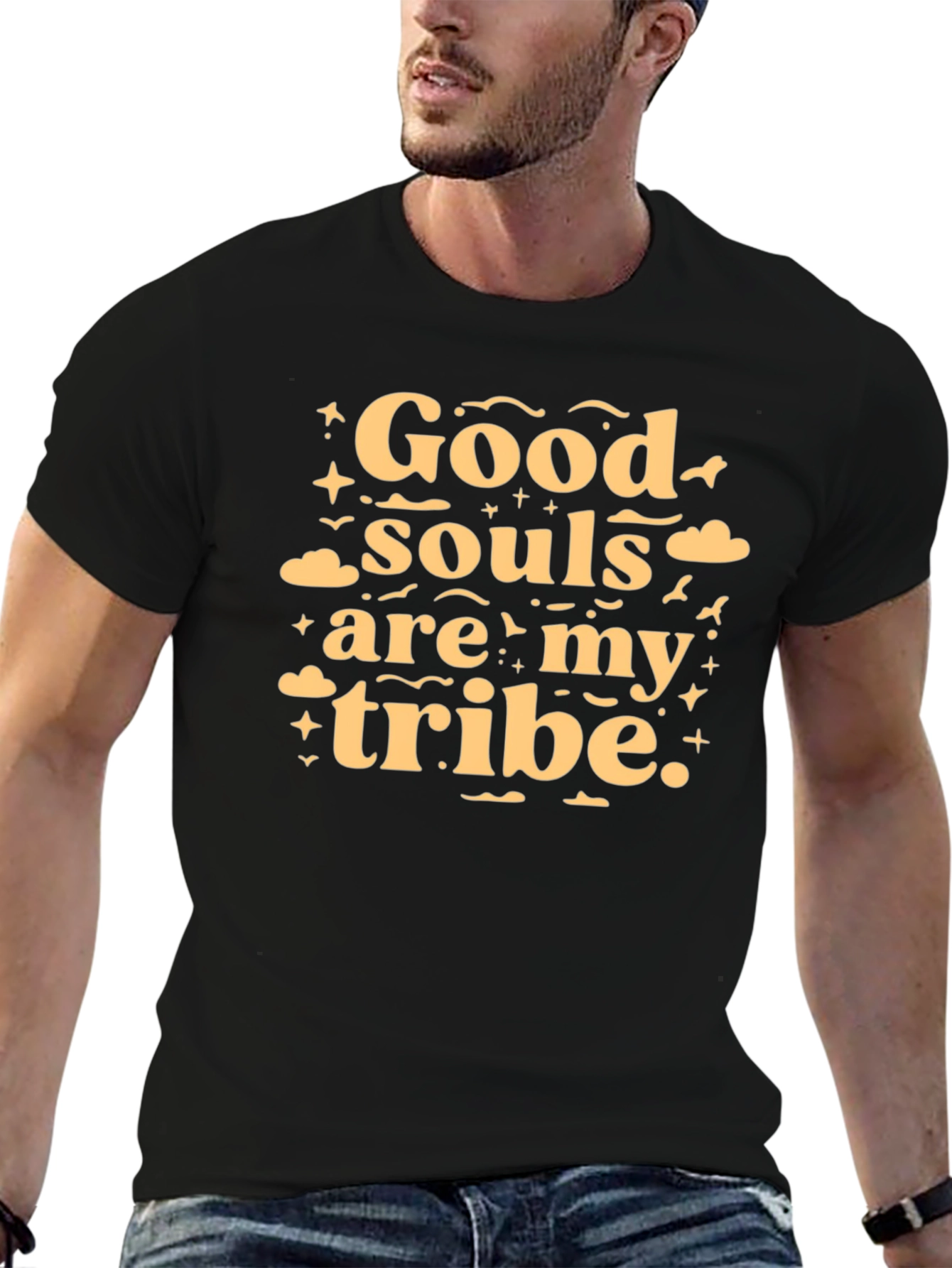 Black Good Souls Tribe Tee - Black Crew Neck T-Shirt view 6