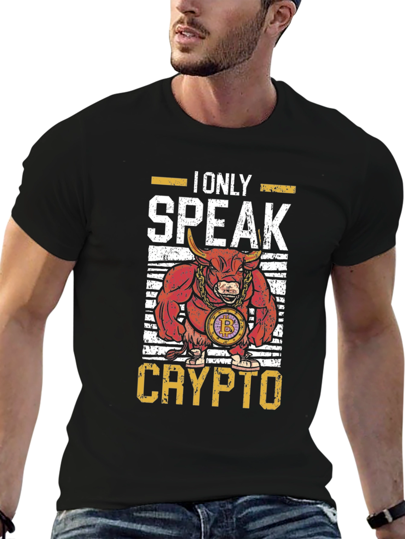 Black Crypto Bull T-Shirt - I Only Speak Crypto view 6