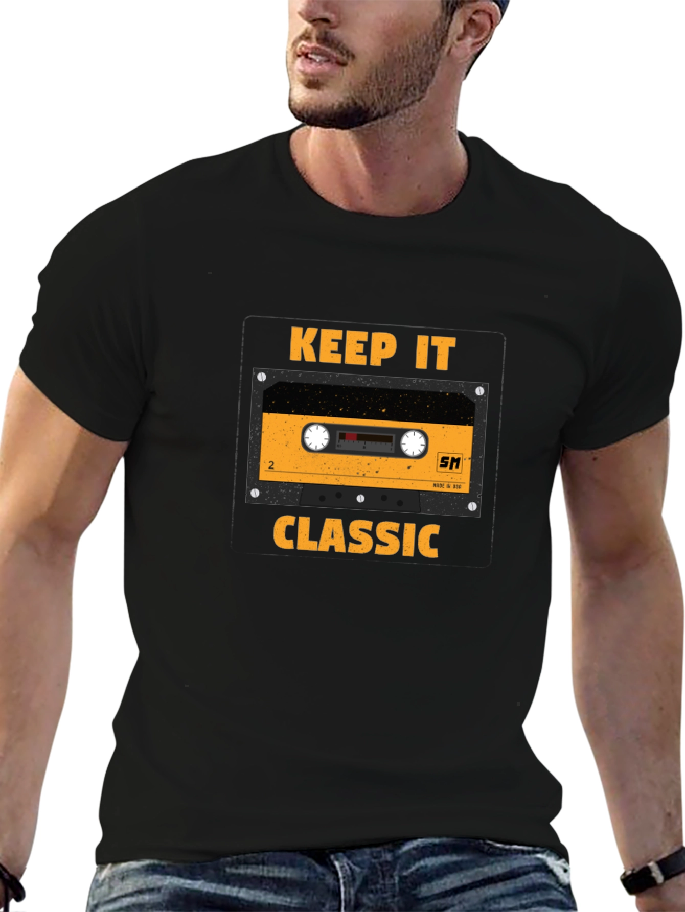 Black Keep It Classic Cassette Tape T-Shirt view 6