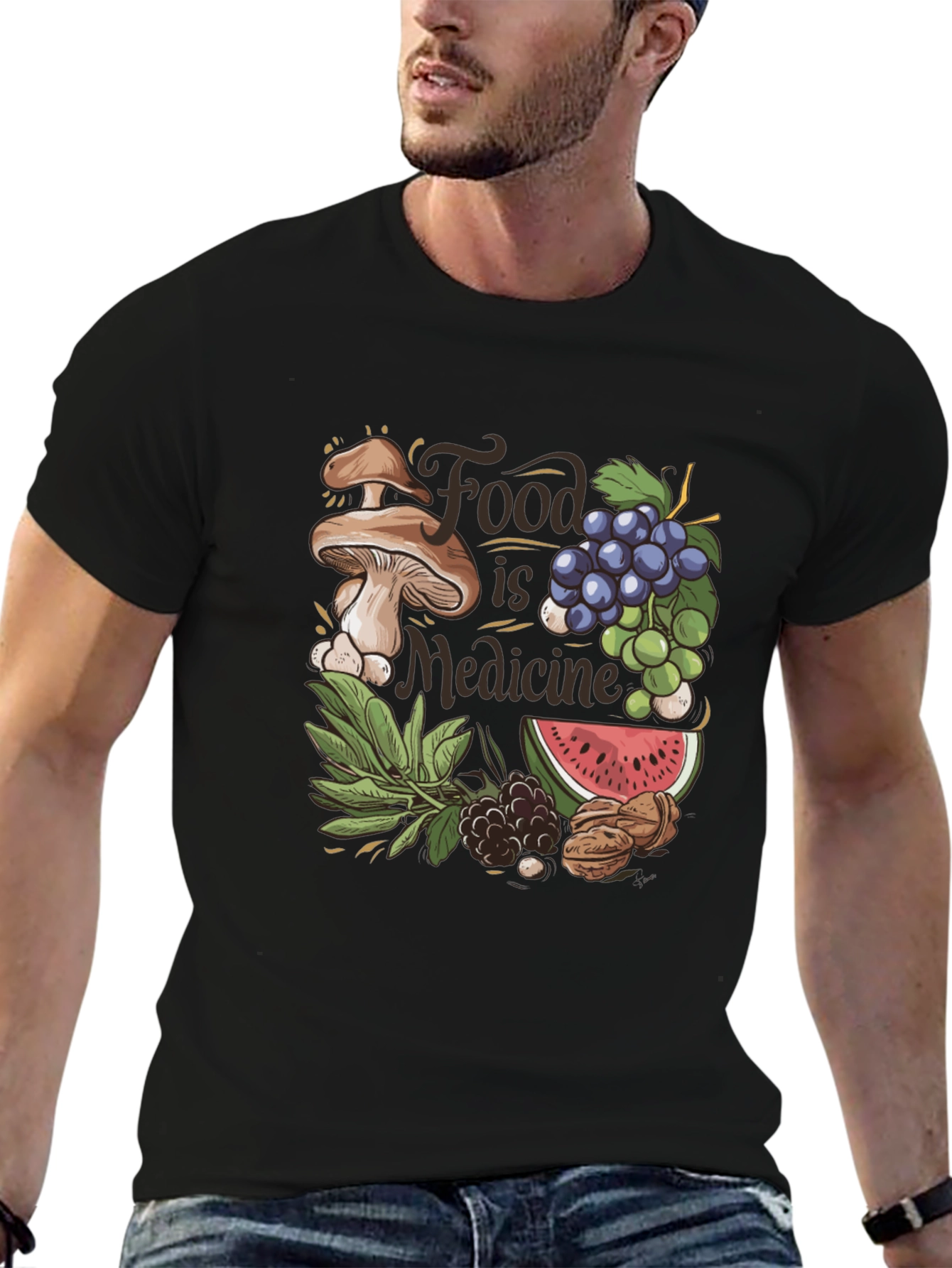 Black Food is Medicine Graphic T-Shirt view 6