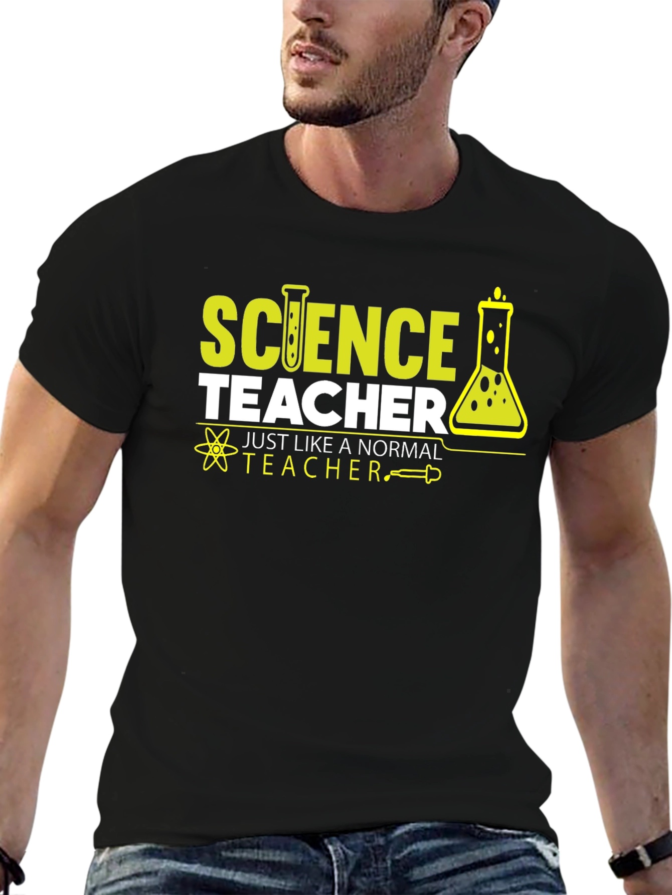 Black Science Teacher Novelty Graphic T-Shirt view 6