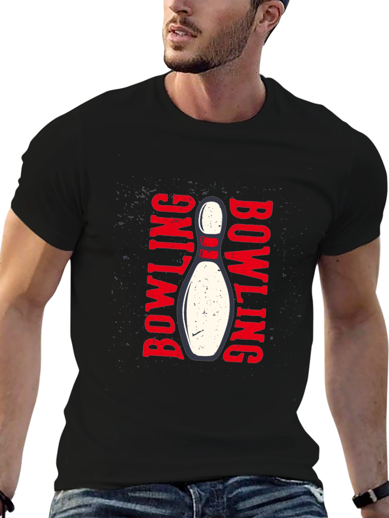 Black Bowling Strike Graphic T-Shirt - Black Cotton Tee view 6