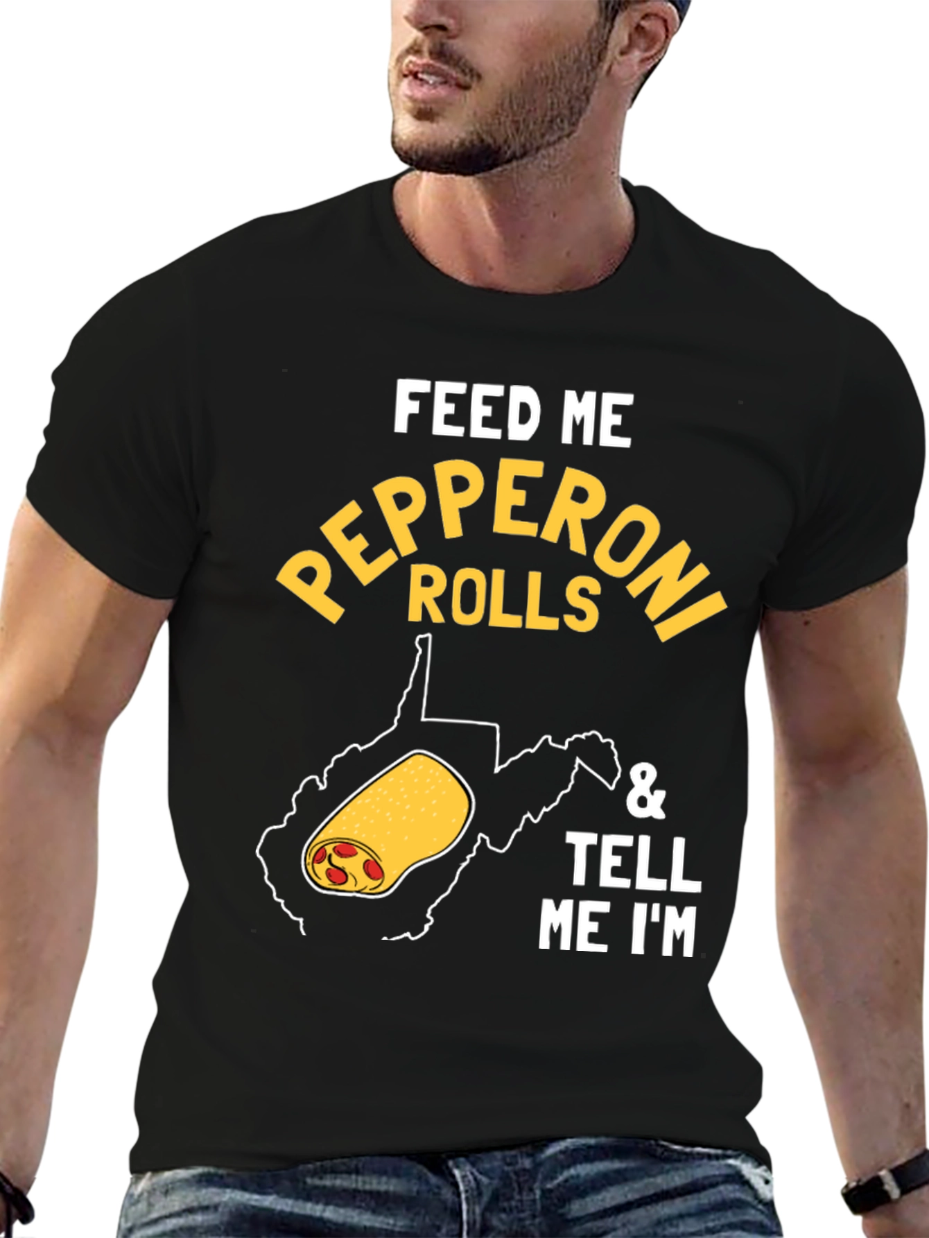 Black Feed Me Pepperoni Rolls Graphic Tee view 6