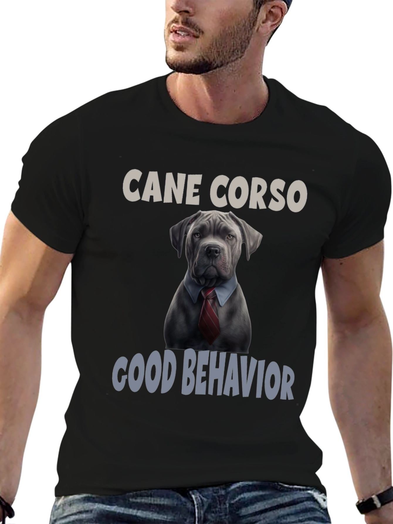 Black Cane Corso Good Behavior T-Shirt view 6