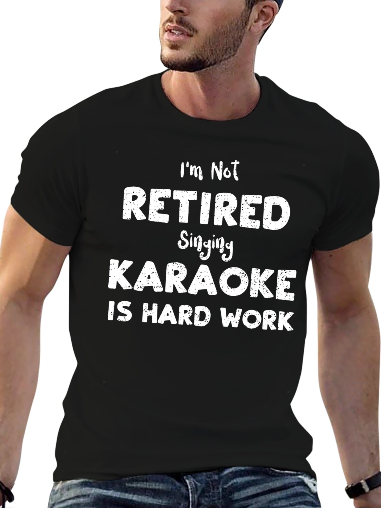 Black Funny Karaoke Hard Work T-Shirt view 6