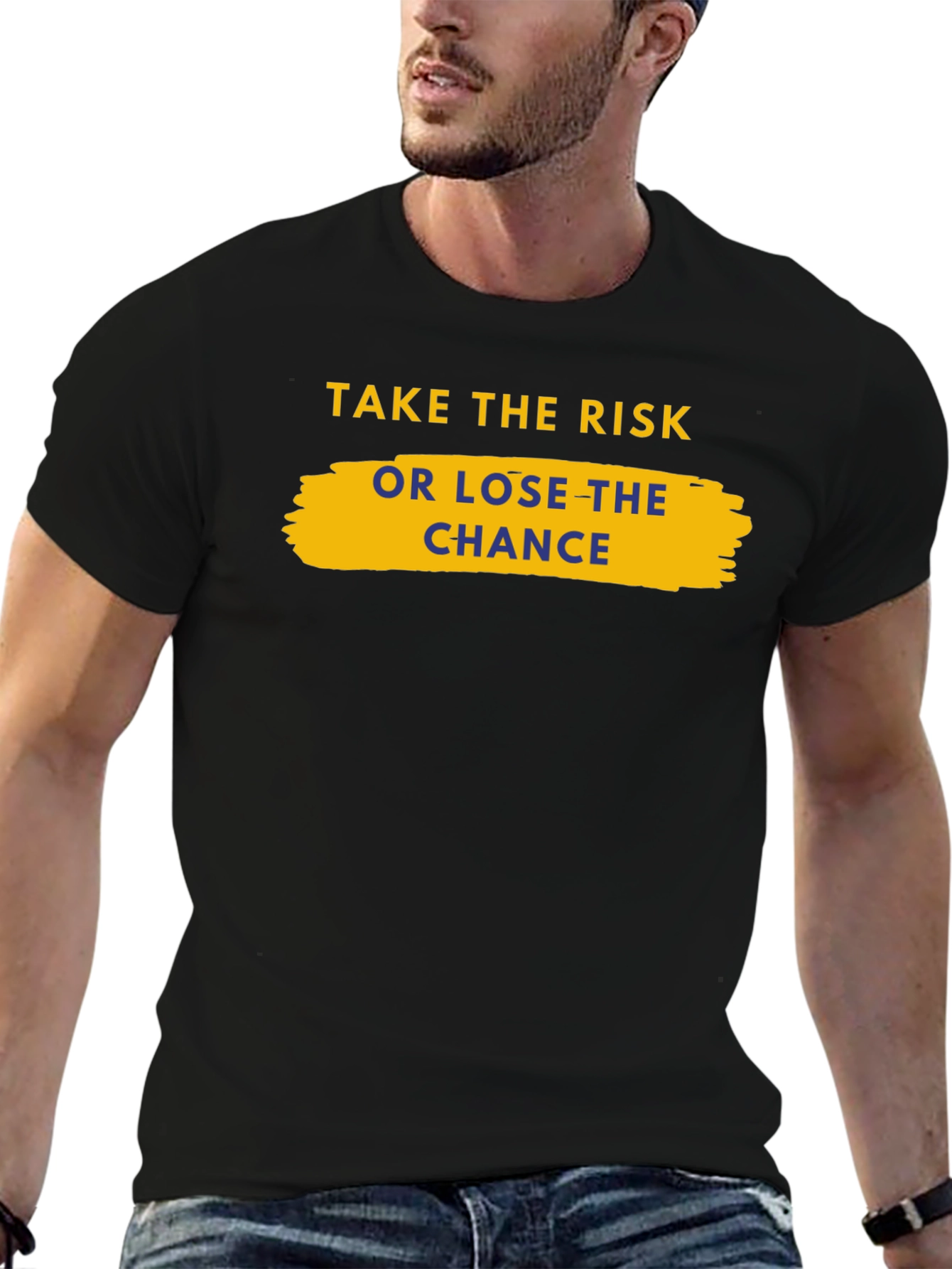 Black Take the Risk Graphic Tee - Motivational Shirt view 6