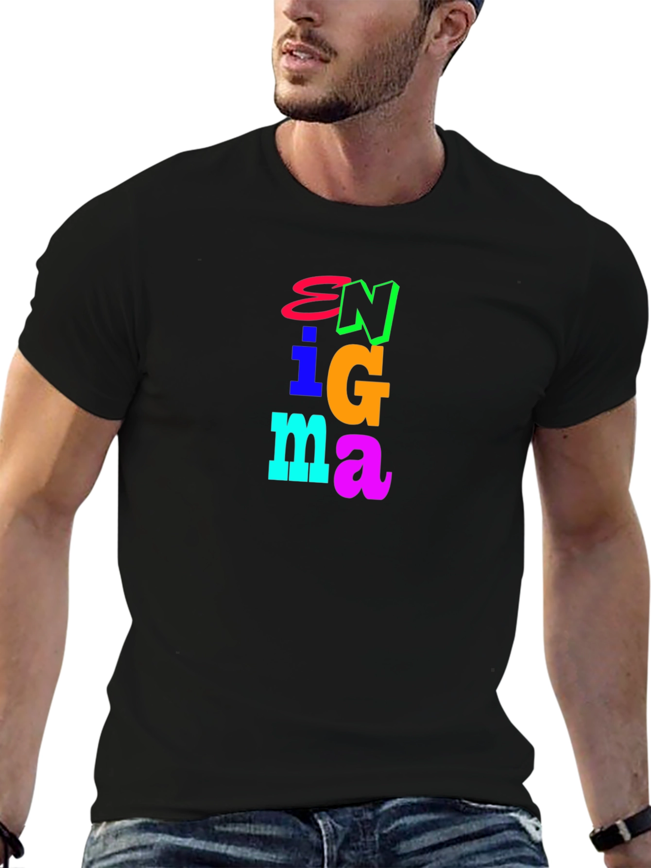 Black Enigma Graphic Tee - Bold Colorful Design view 6