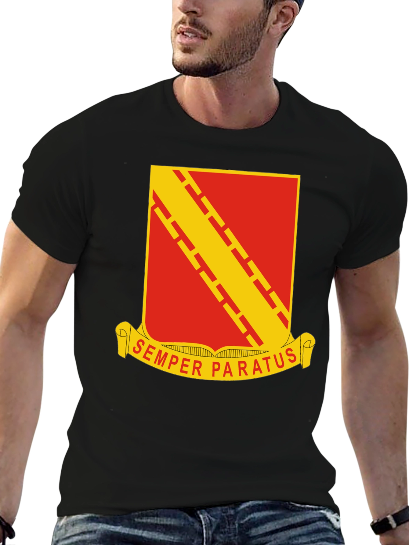 Black Semper Paratus T-Shirt - Military Graphic Tee view 6