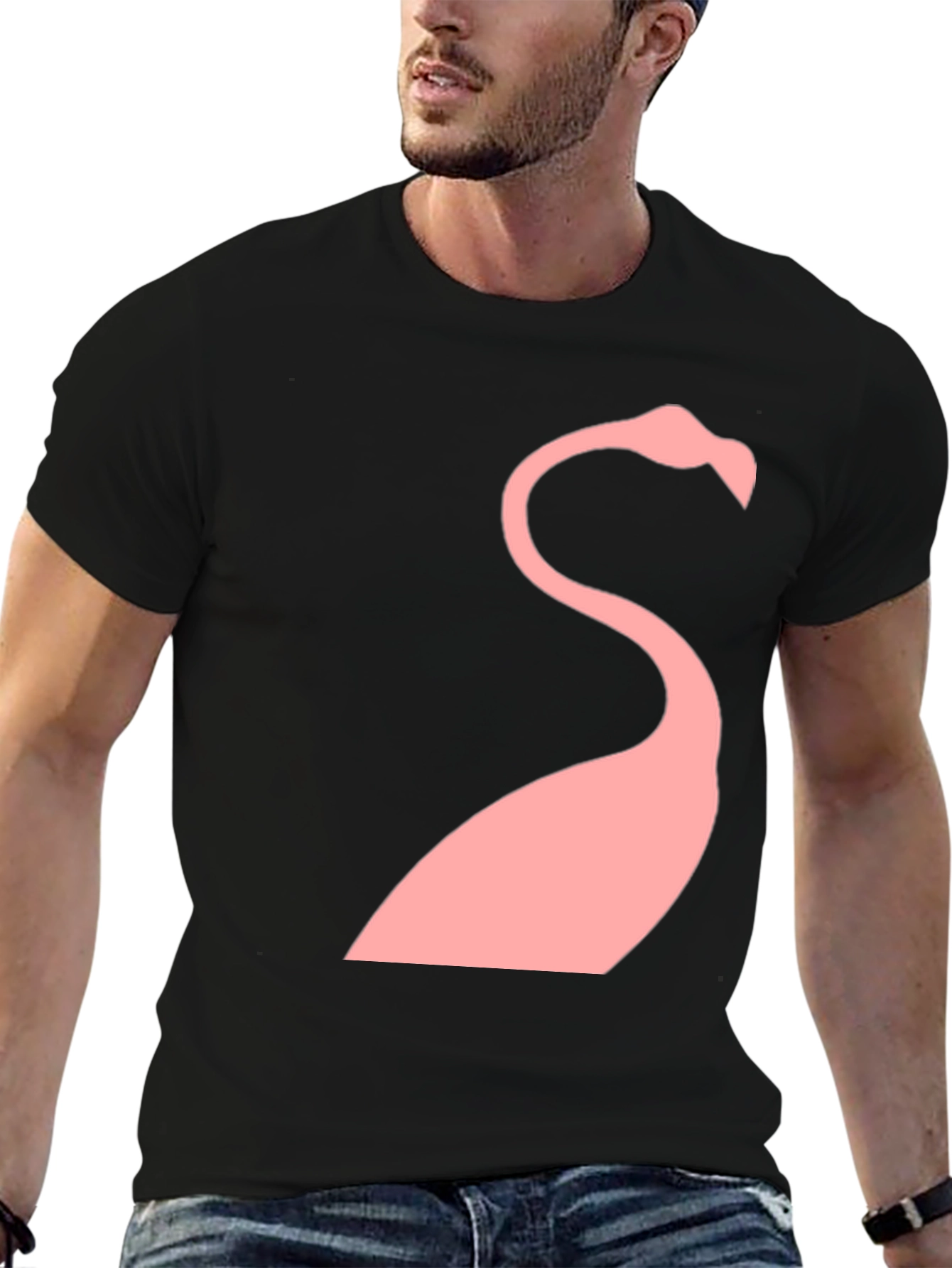 Black Men's Black Flamingo Graphic Tee view 6
