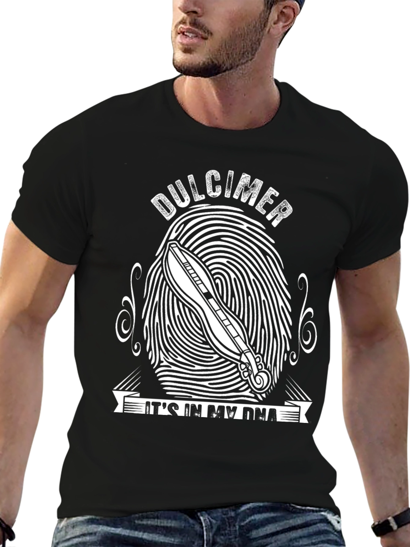 Black Dulcimer DNA T-Shirt - Music Lover Tee view 6