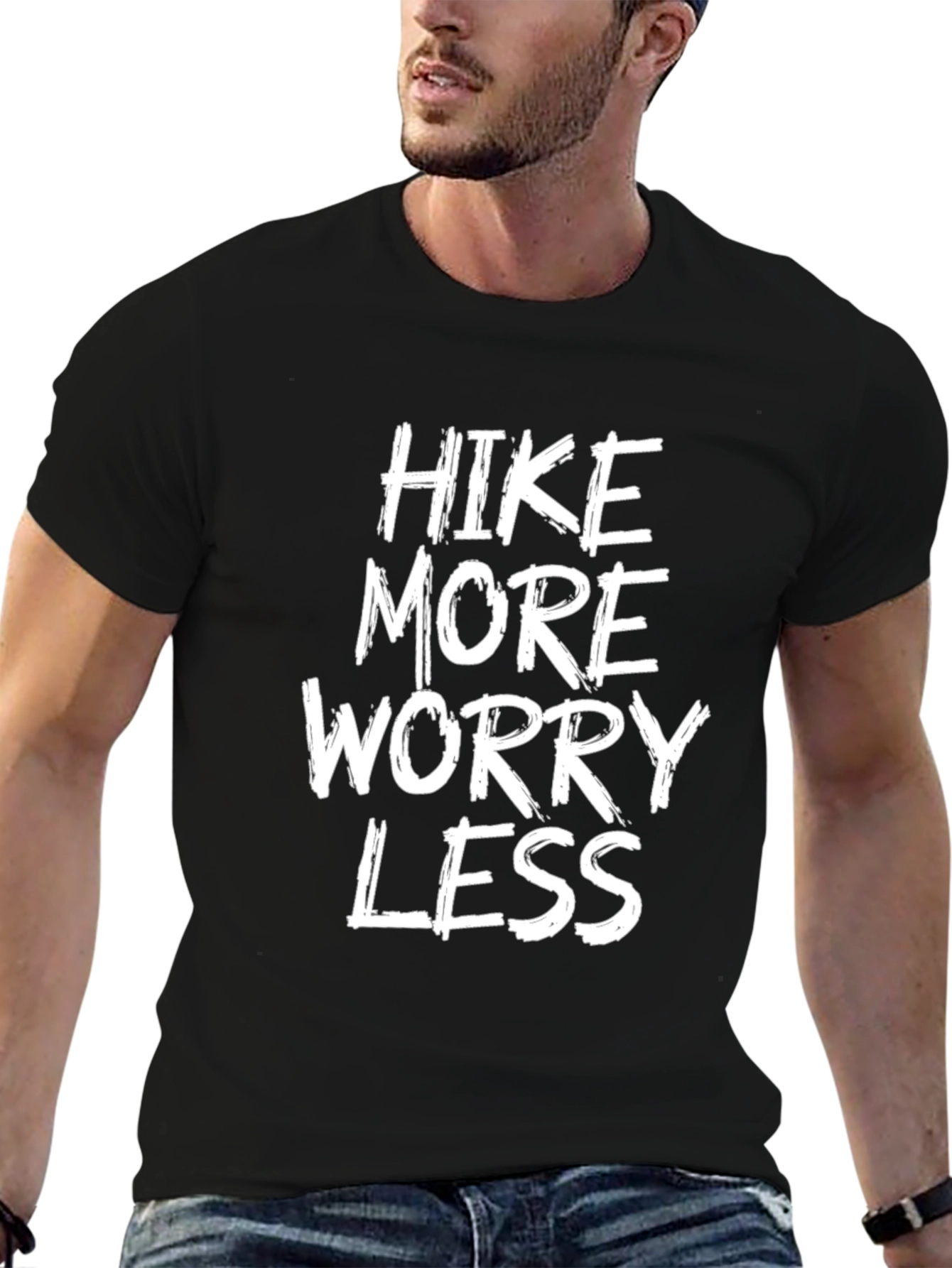 Black Hike More Worry Less Graphic Tee view 6