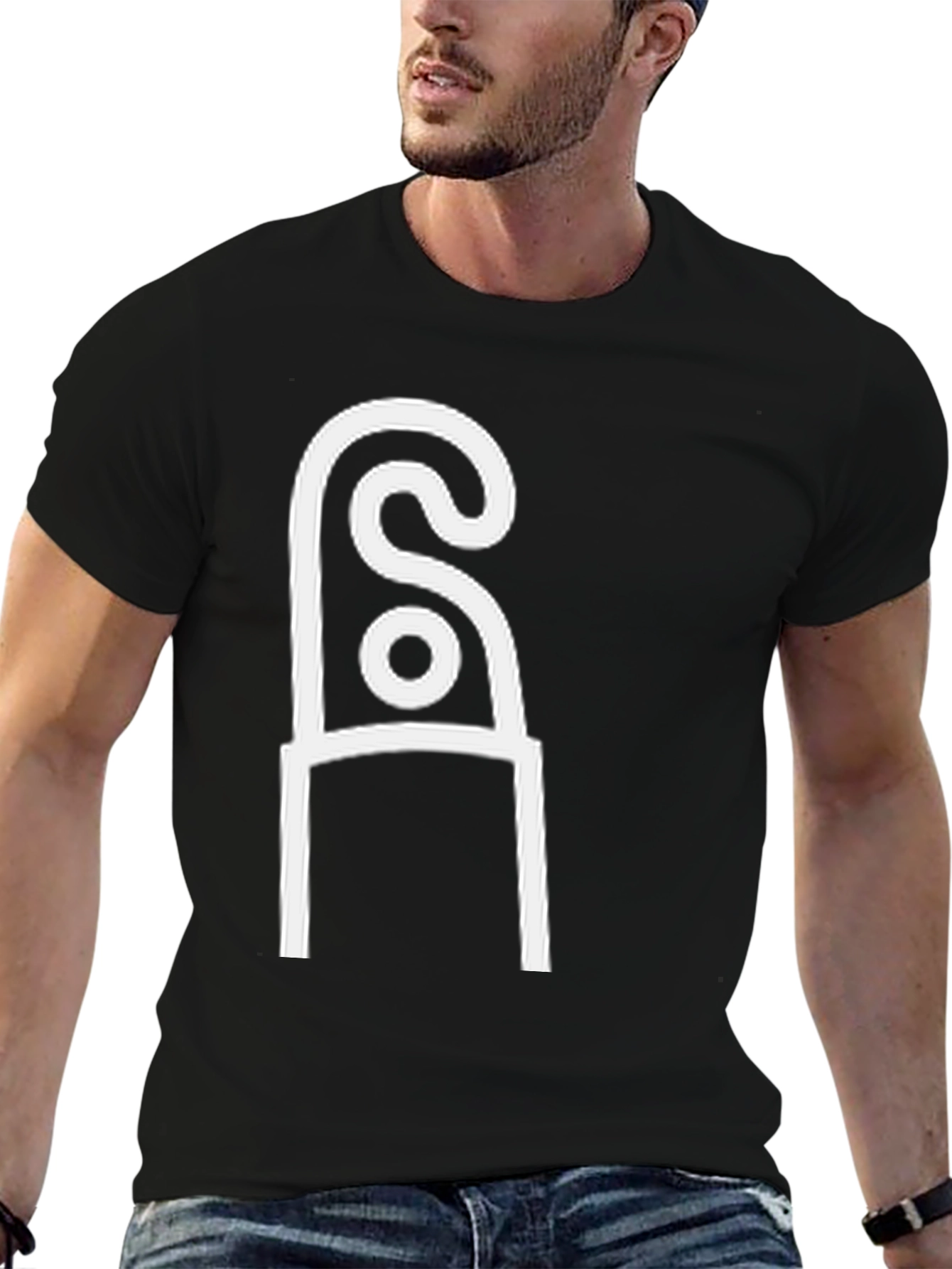 Black Abstract Symbol T-Shirt - Modern Minimalist Design view 6