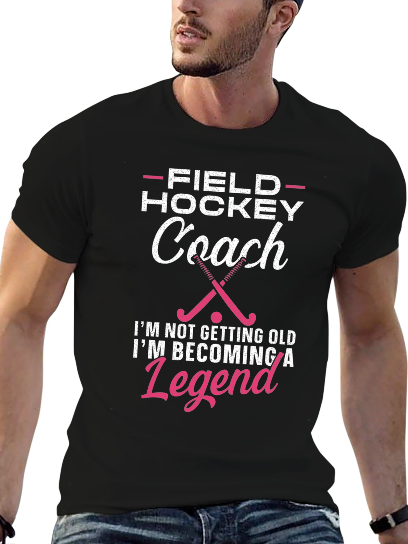 Black Field Hockey Coach Legend T-Shirt view 6