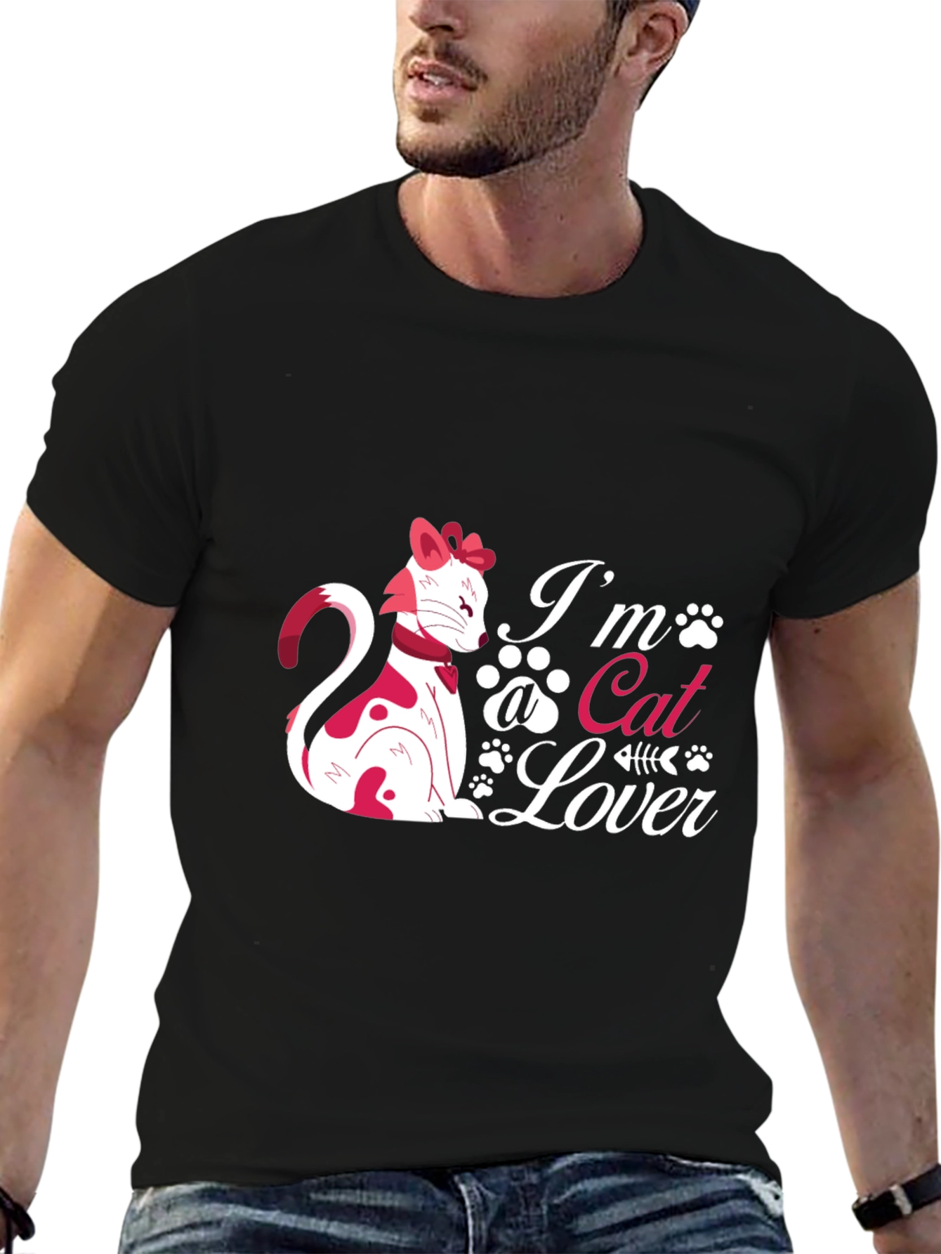 Black I'm a Cat Lover Black T-Shirt view 6