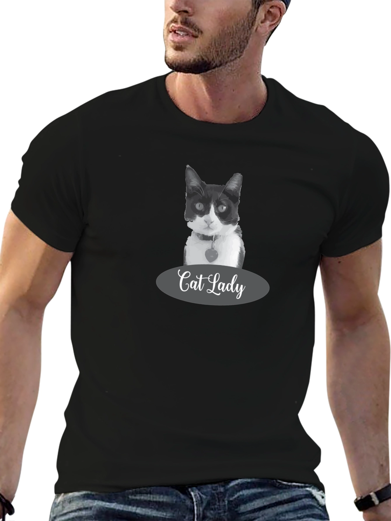 Black Cat Lady Black T-Shirt - Stylish Pet Lover Apparel view 6