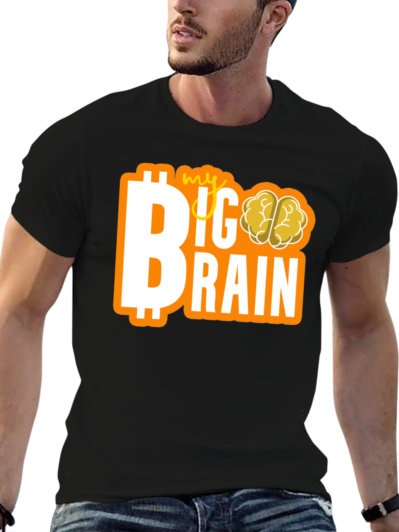 Black My Big Brain Tee - Crypto Investor Genius T-Shirt view 6