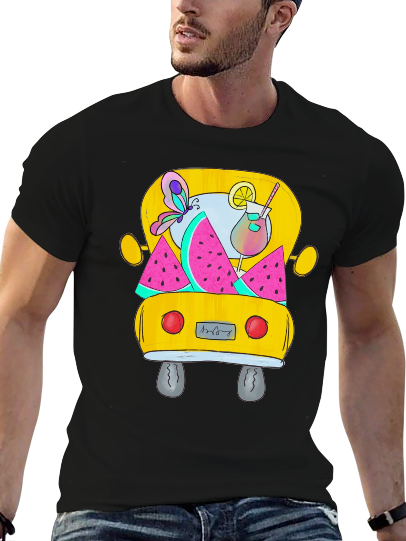 Summer Bus Graphic Tee - Men's Black T-Shirt - 6
