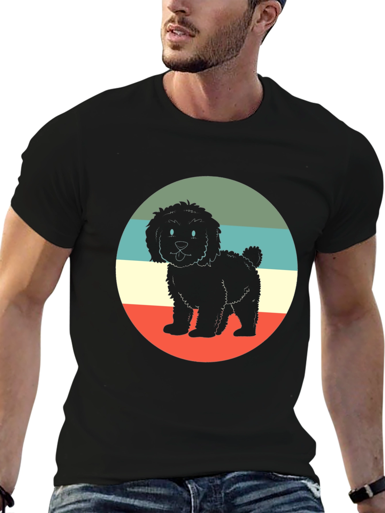 Black Retro Dog T-Shirt - Vintage Style Pup Tee view 6