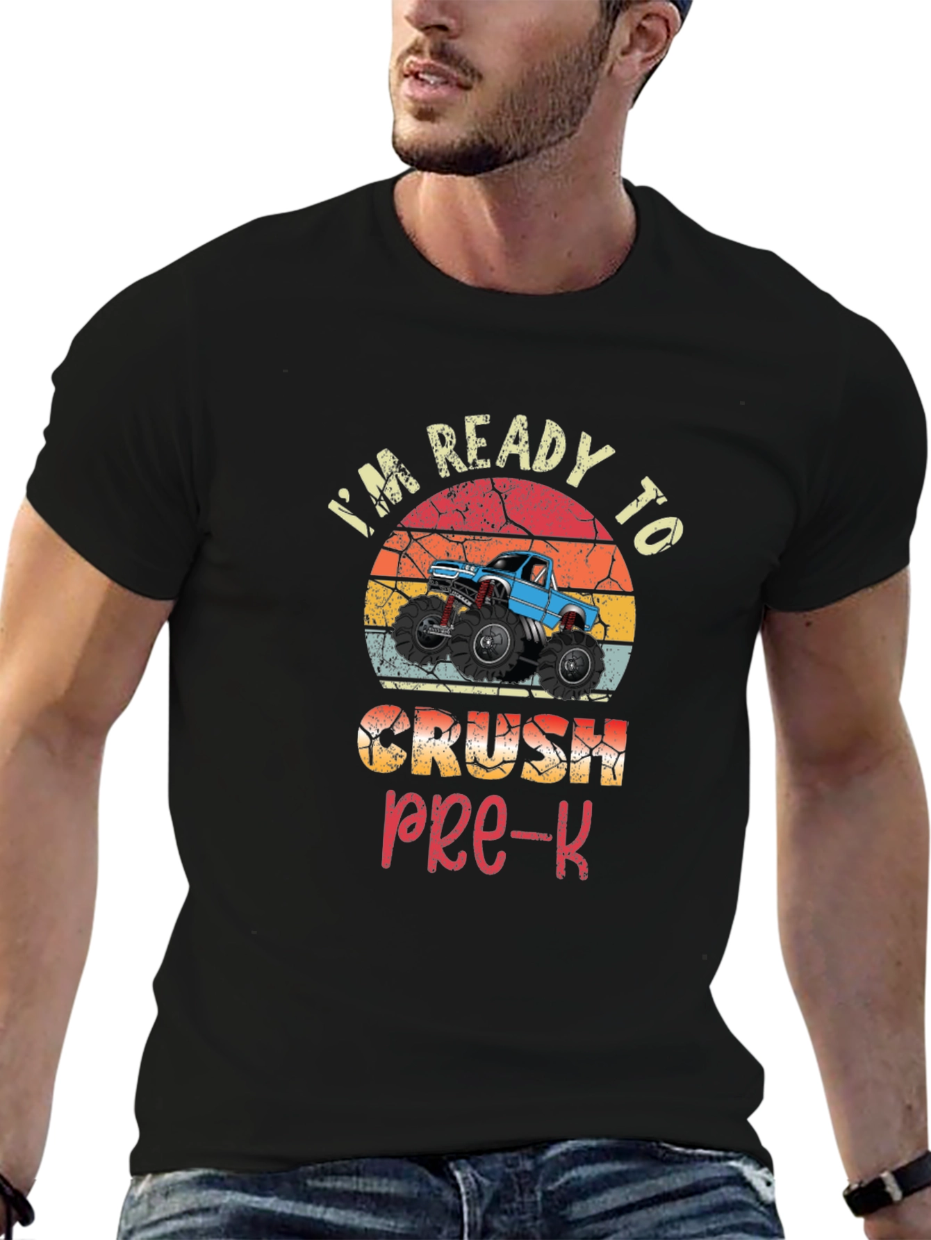 Black Ready To Crush Pre-K Monster Truck T-Shirt view 6
