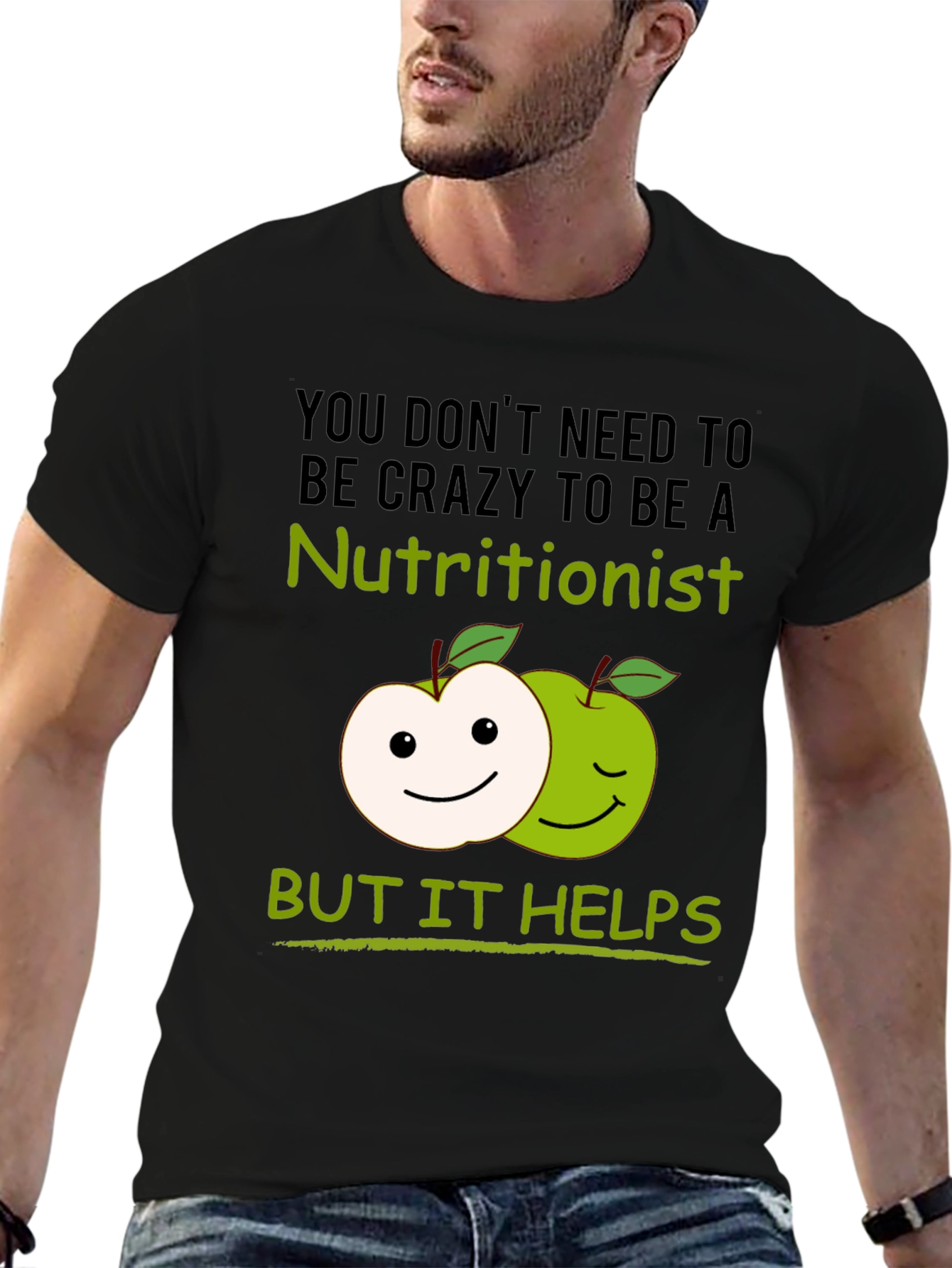 Black Nutritionist Humor T-Shirt - Crazy Helps! view 6